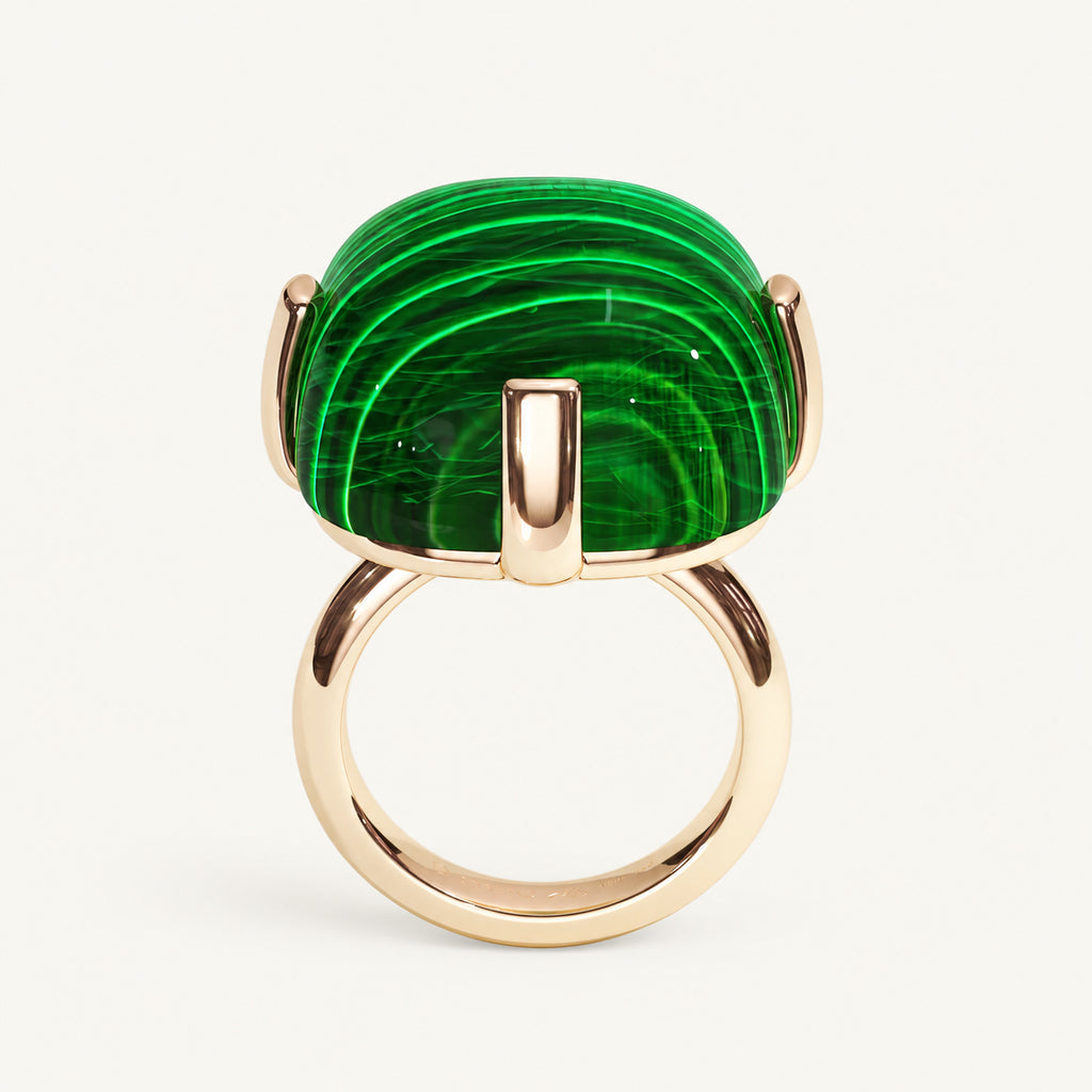 Cushion Bold Malachite Ring
