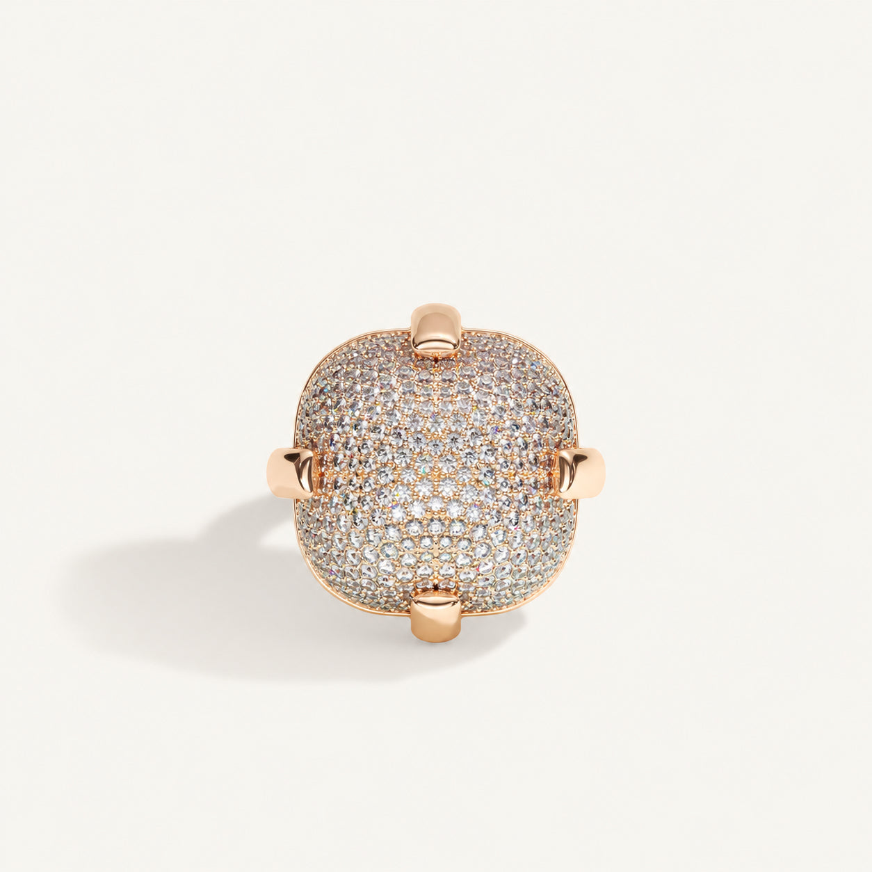 Cushion Pavé Diamond Ring in Rose Gold