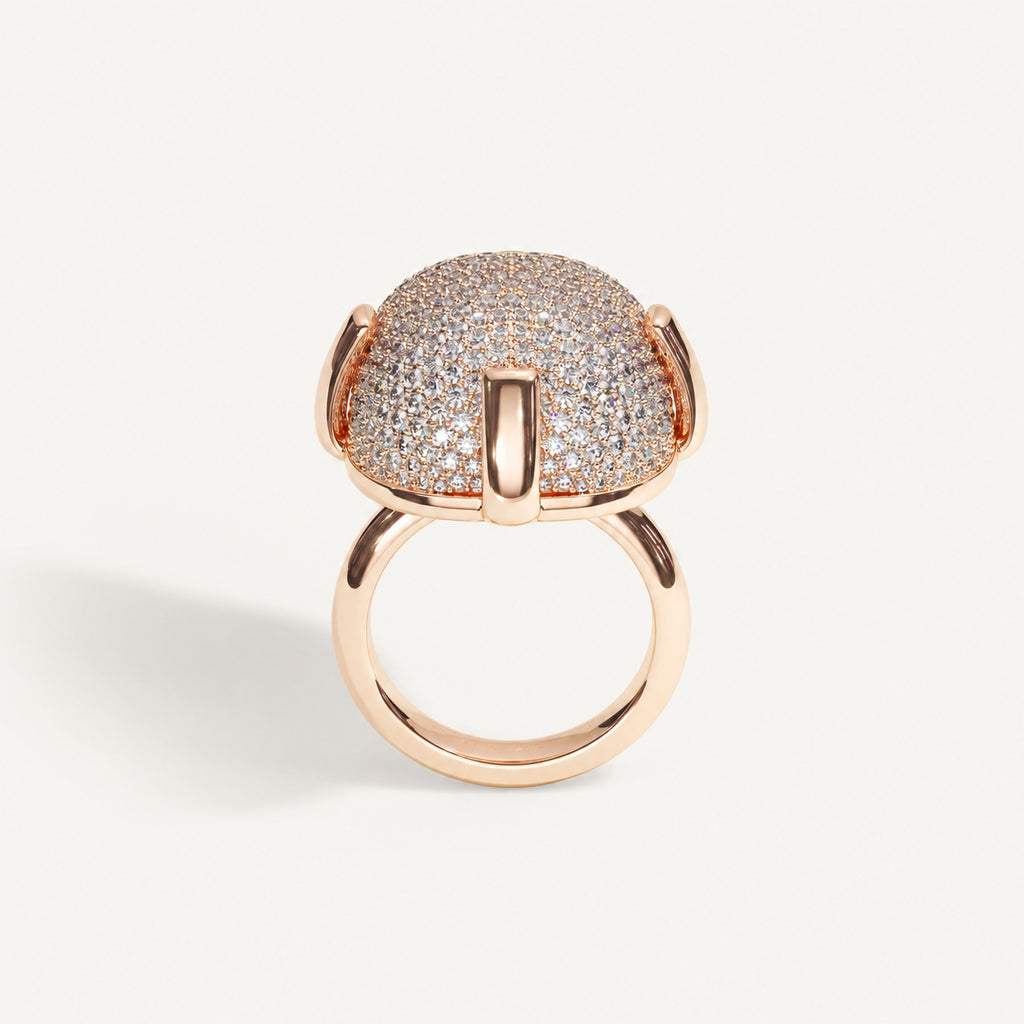 Cushion Pavé Diamond Ring in Rose Gold