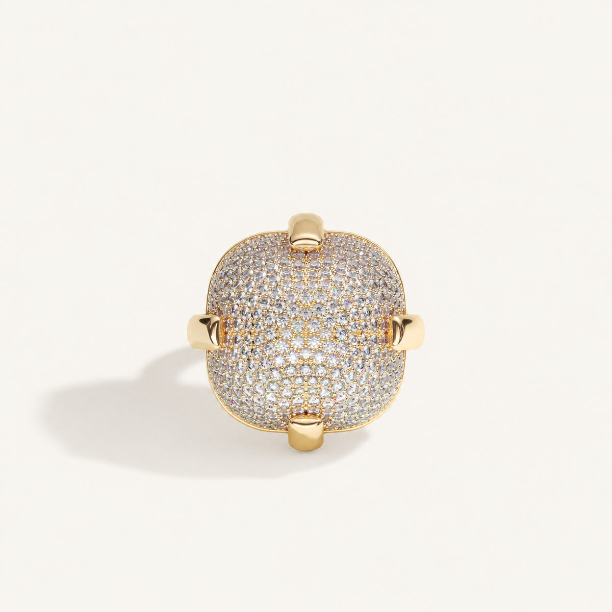 Cushion Pavé Diamond Ring in Yellow Gold