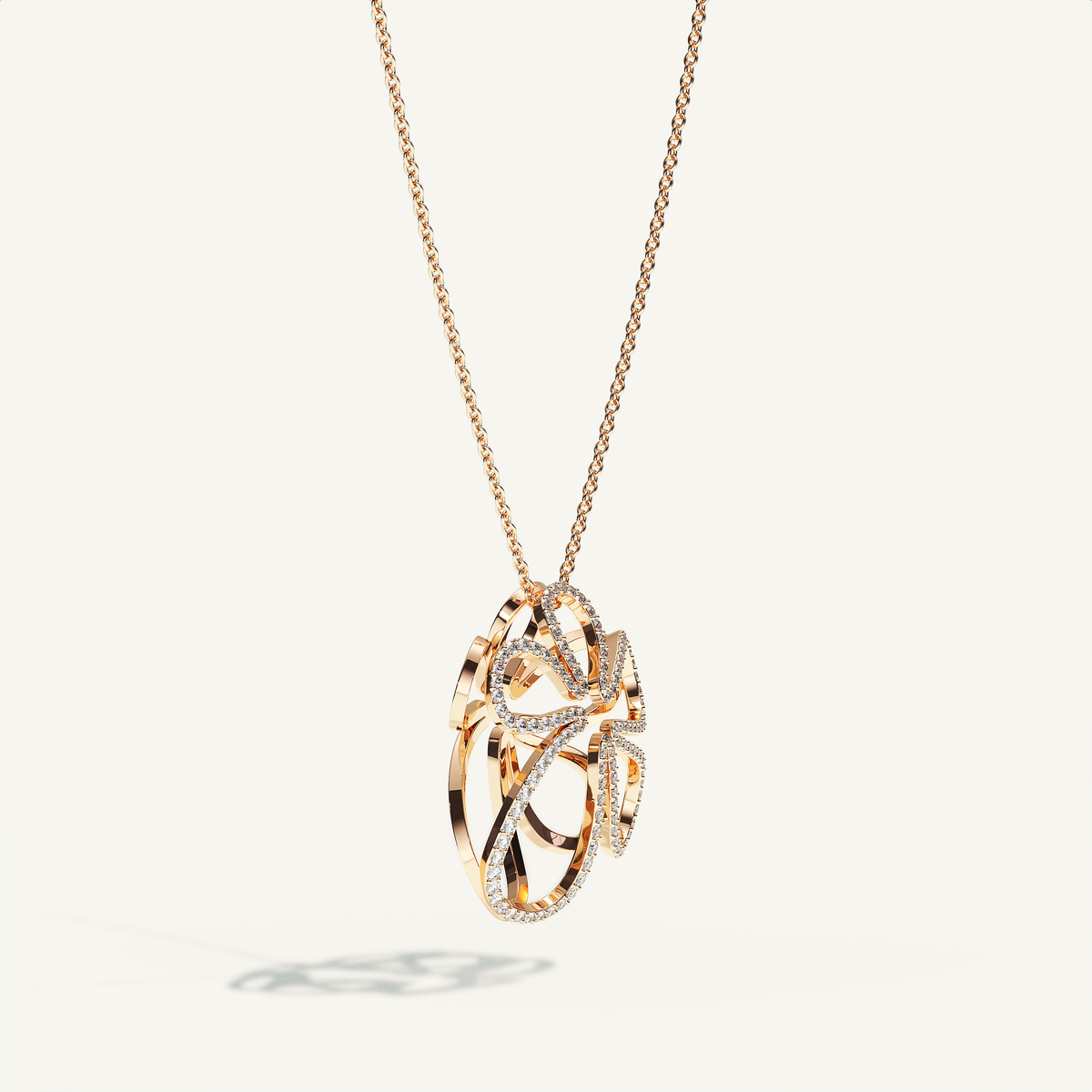 Open Bloom Diamond Necklace in 18-karat rose gold — view 1