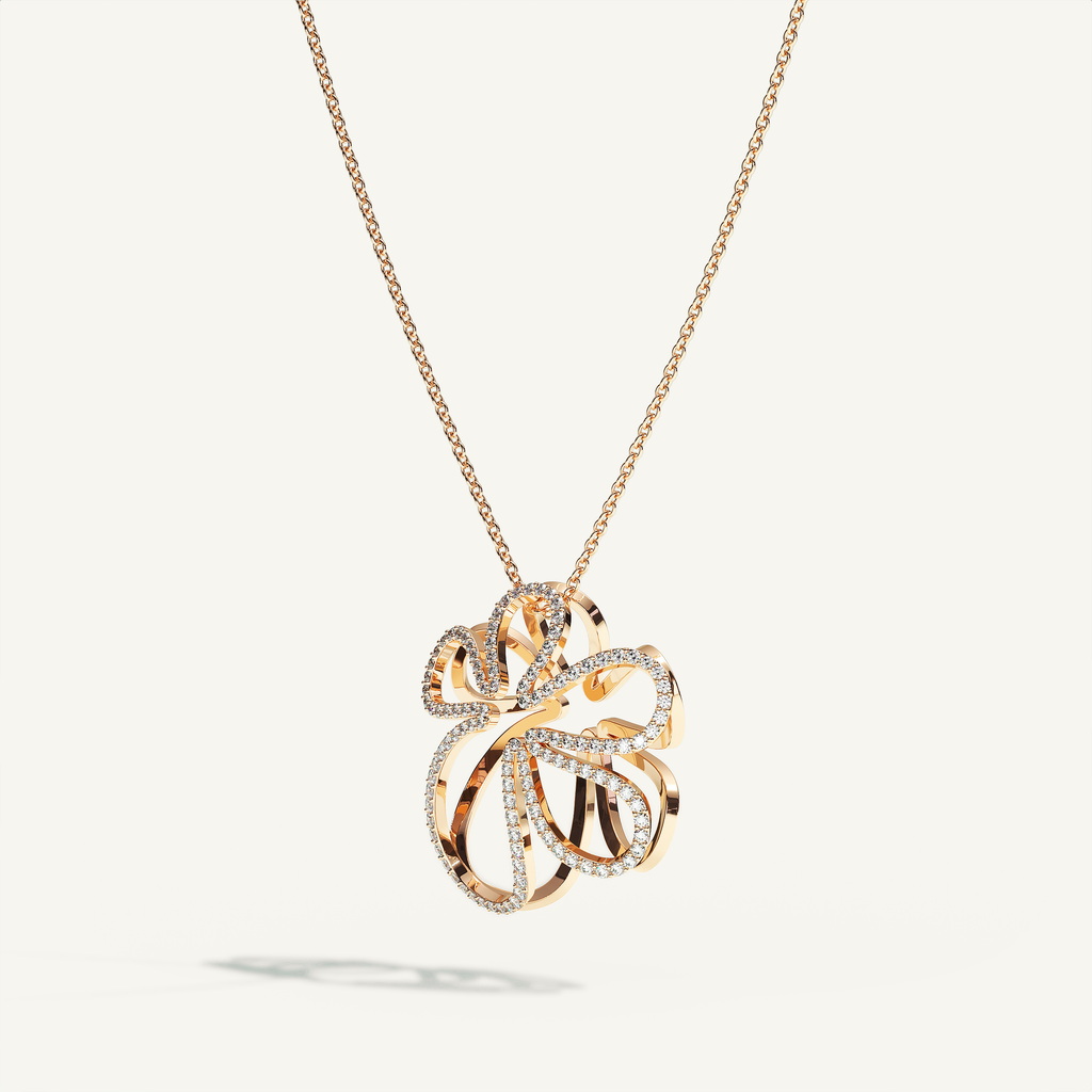 Open Bloom Diamond Necklace in 18-karat rose gold — view 2