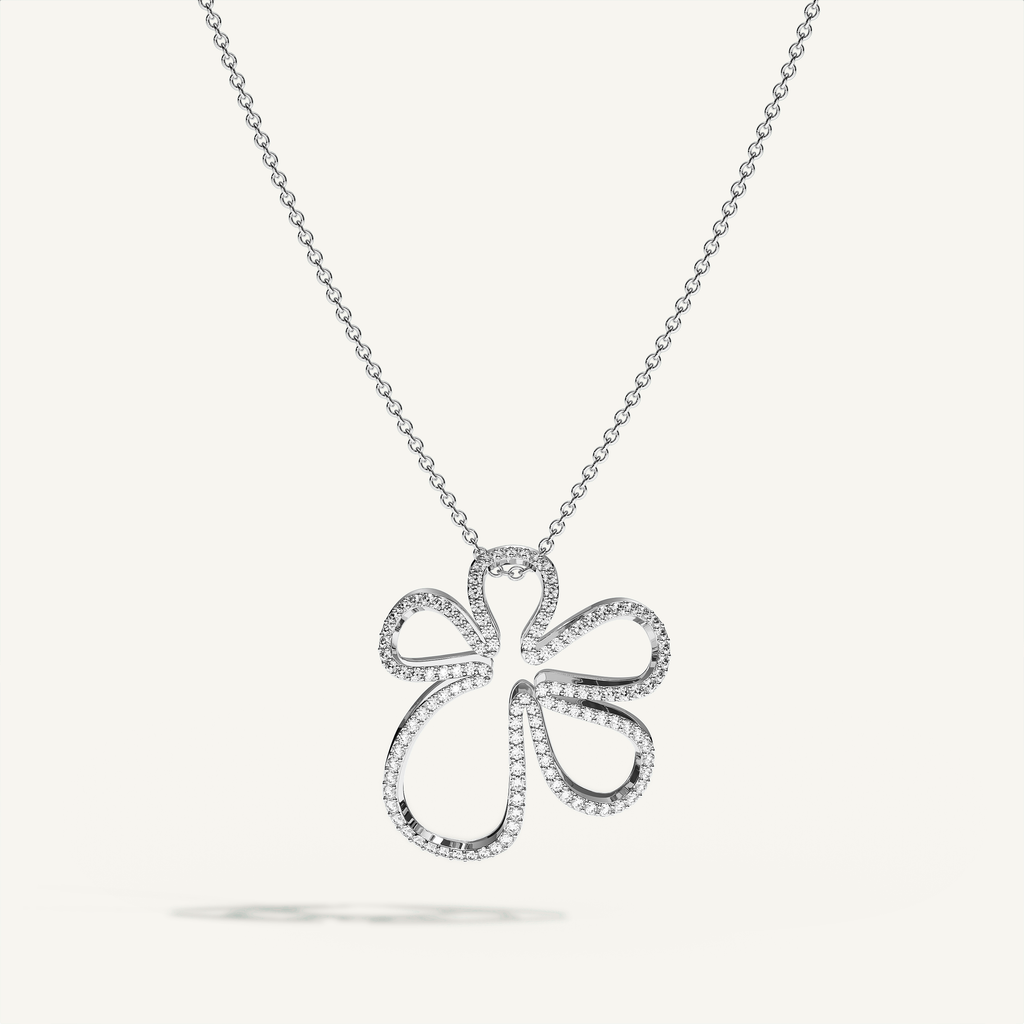 Open Bloom Diamond Necklace in 18-karat white gold — view 0