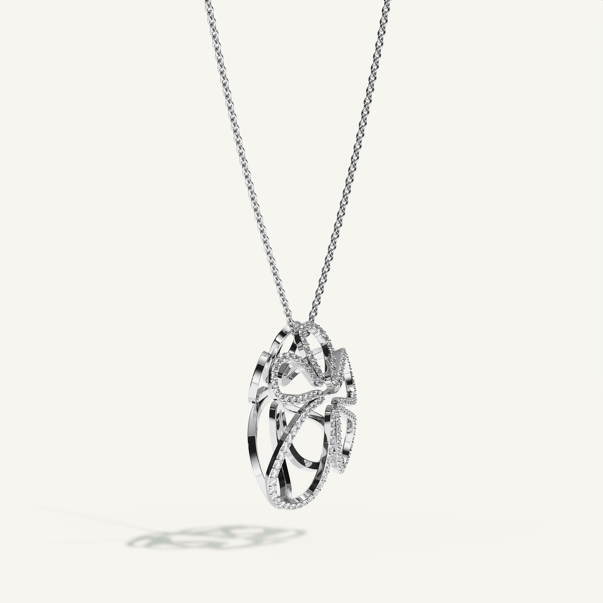 Open Bloom Diamond Necklace in 18-karat white gold — view 1