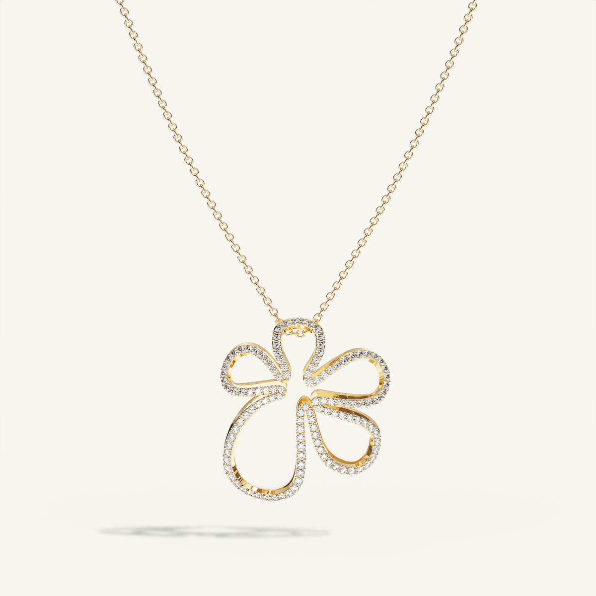 Open Bloom Diamond Necklace in 18-karat yellow gold with 0.85 ct H/VS diamonds