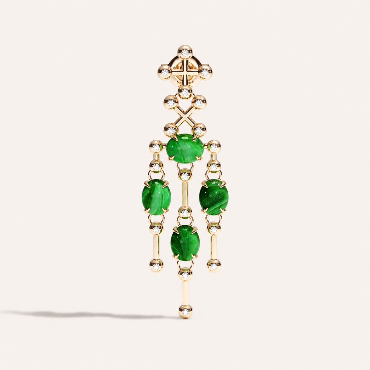 Barbelle Chandelier Ear Pendants — Malachite