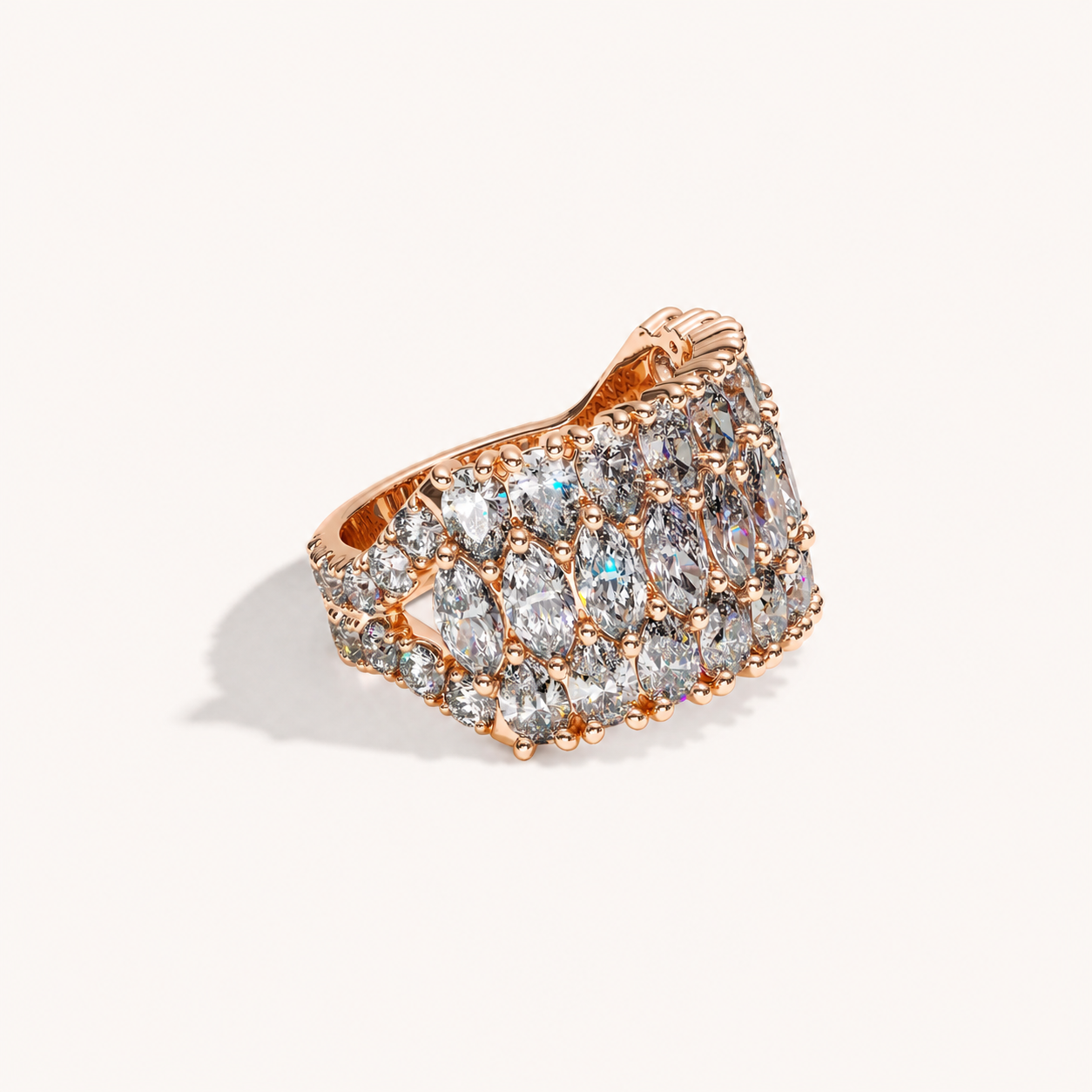 Three-Row Diamond Ring