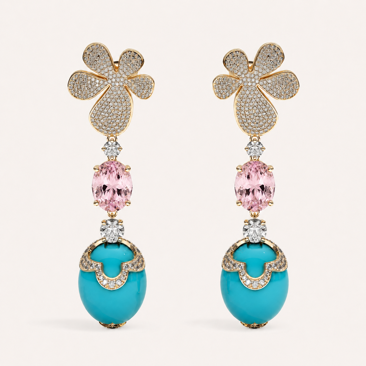 Gisela Morganite and Turqouise Chandeliers