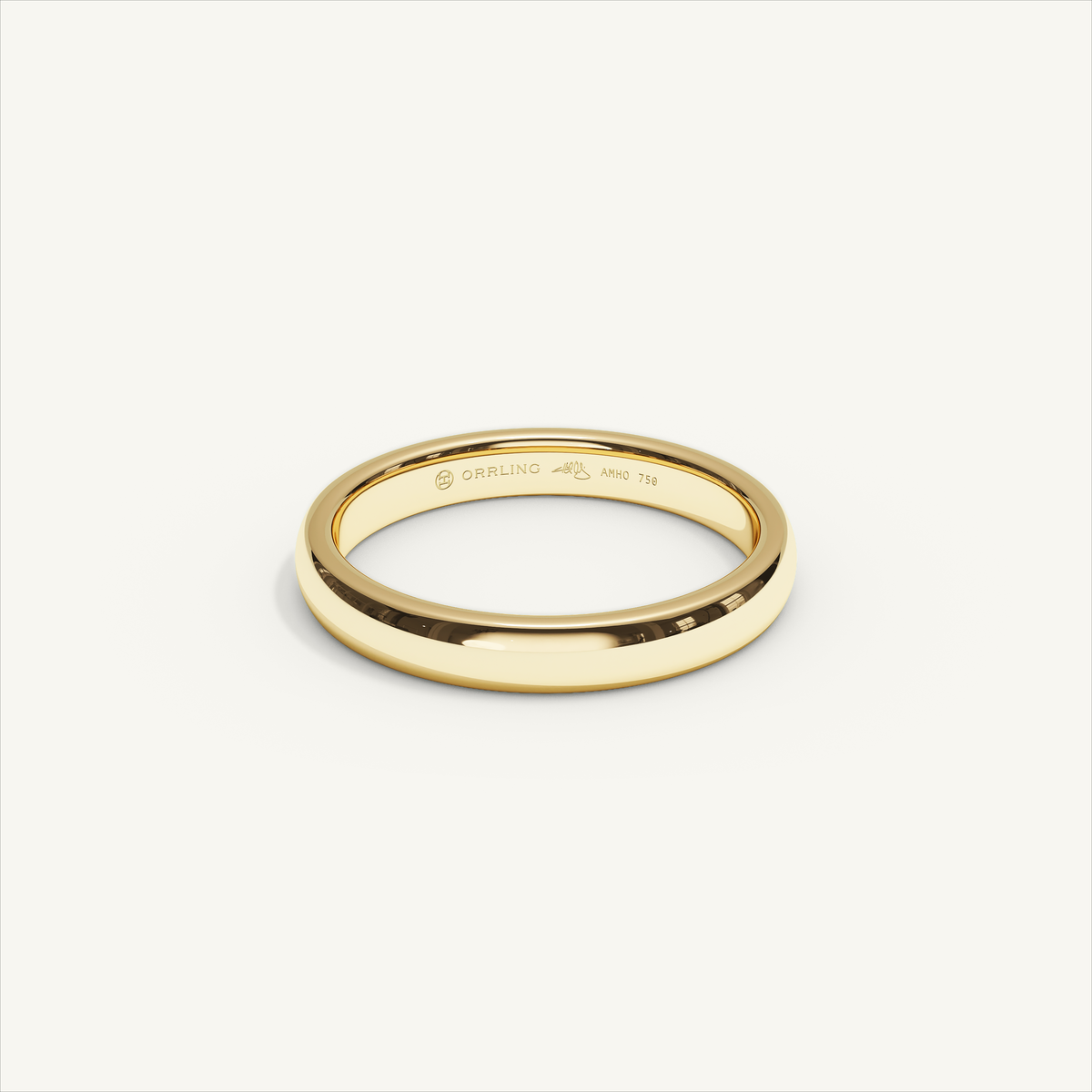 ARCADIA 3 mm — 18K yellow gold plain wedding band, product view 0