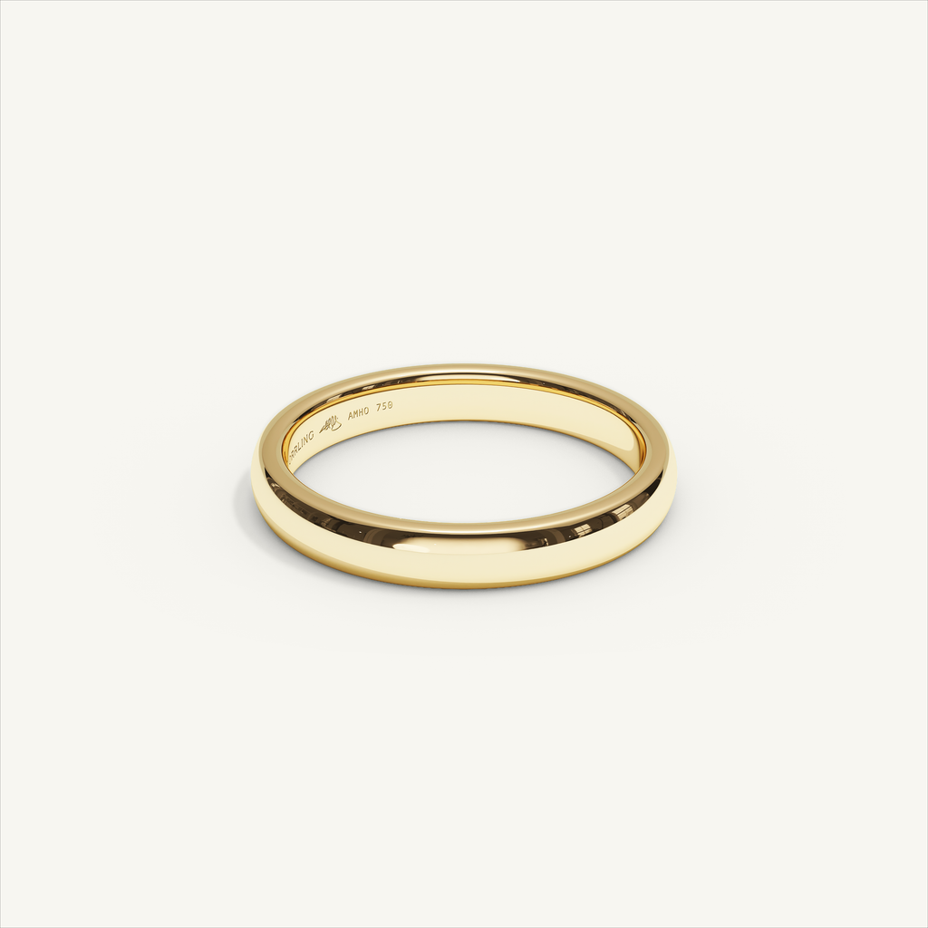 ARCADIA 3 mm — 18K yellow gold plain wedding band, product view 1