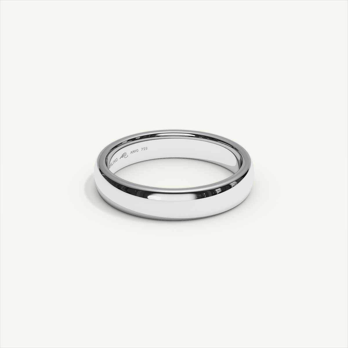 ARCADIA 4 mm — 18K white gold plain wedding band, product view 1