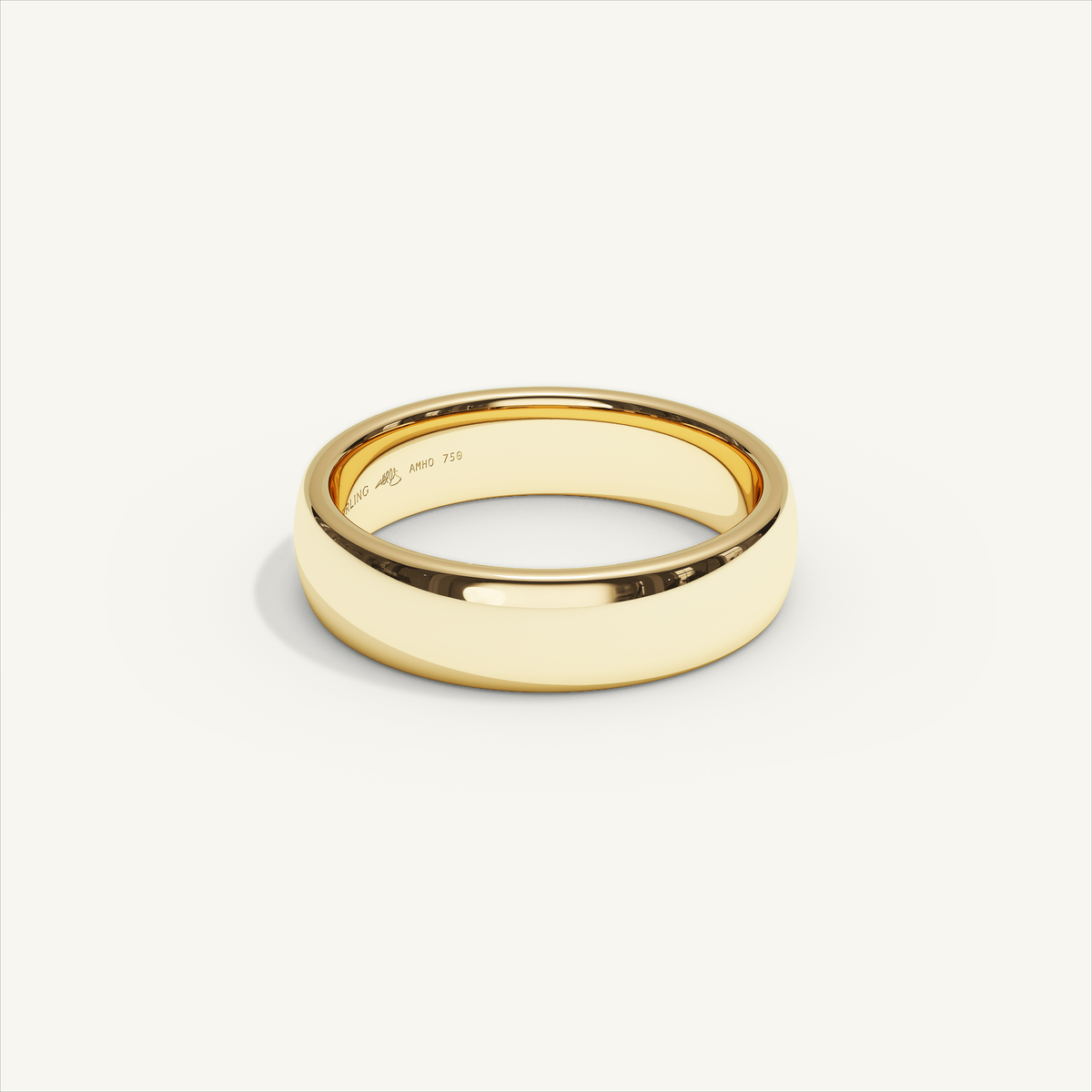 ARCADIA 5 mm — 18K yellow gold plain wedding band, product view 1