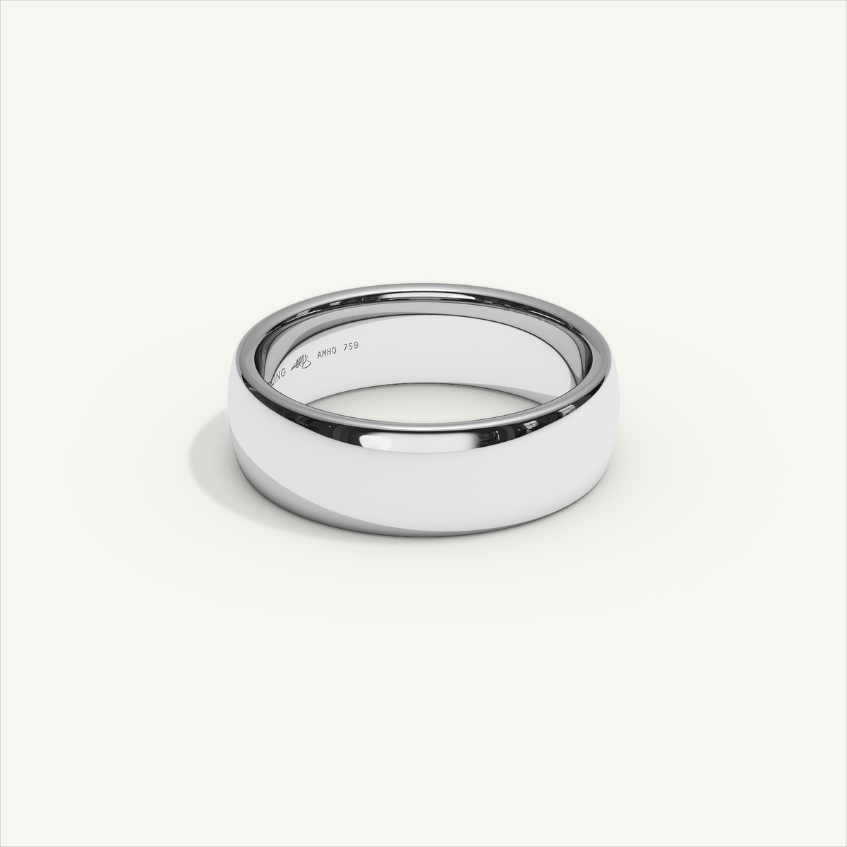 ARCADIA 6 mm — 18K white gold plain wedding band, product view 1