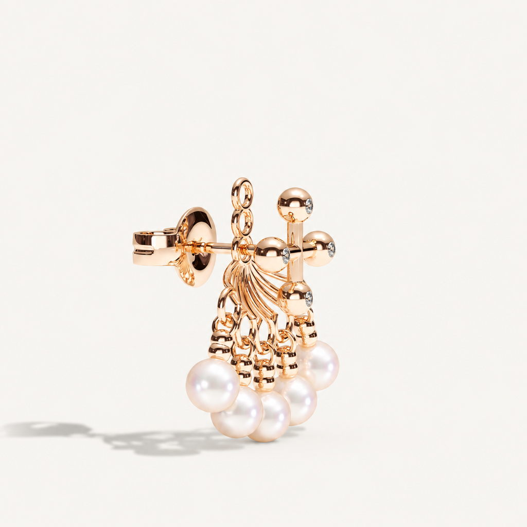 Barbelle Backdrop Ear Studs – Akoya Pearl – view-2