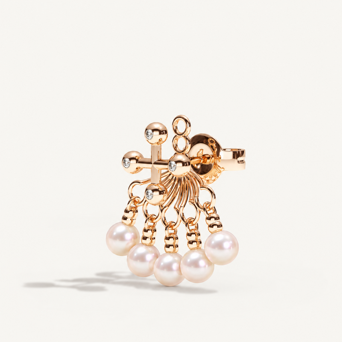 Barbelle Backdrop Ear Studs – Akoya Pearl – view-3
