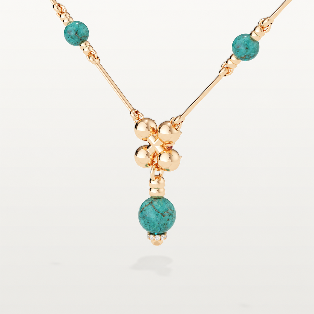 Barbelle Arizona Turquoise, Paraíba Tourmaline & Mandarin Garnet Necklace — Rear view