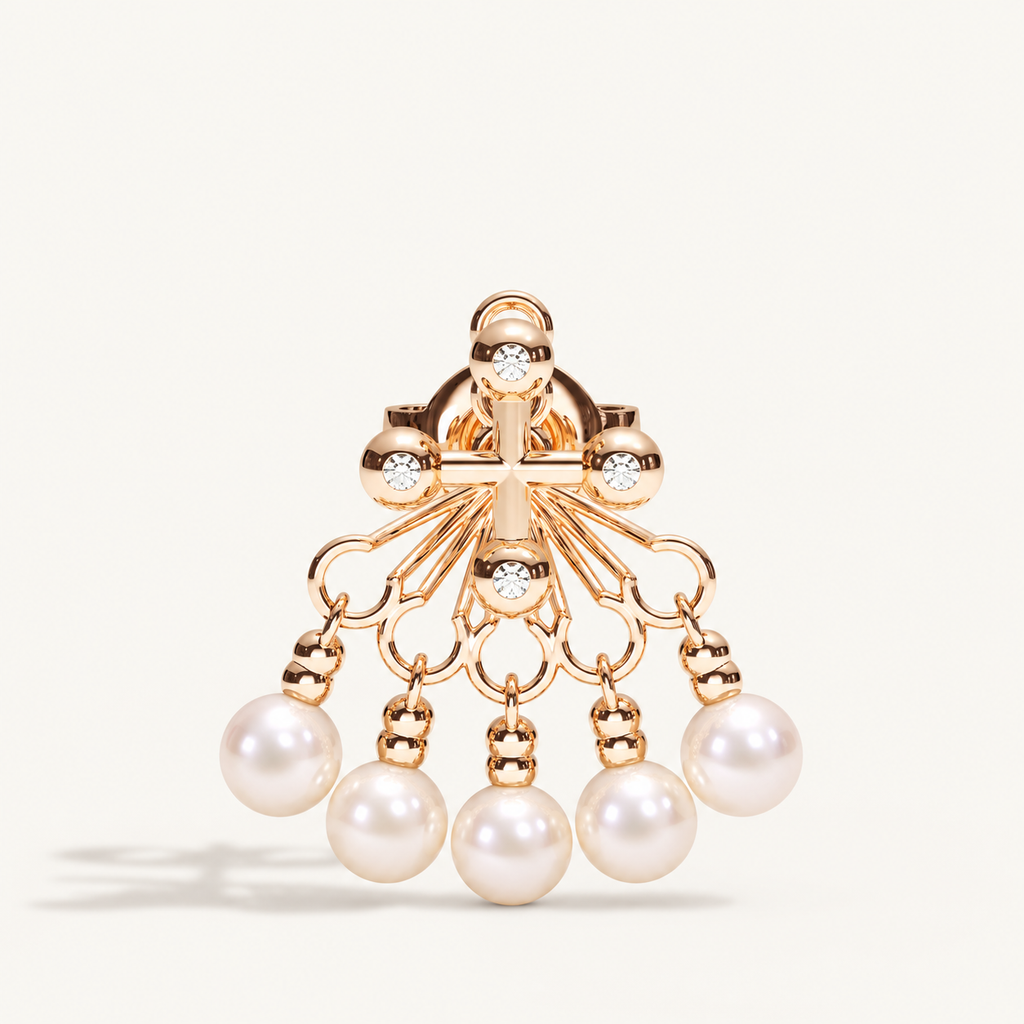 Barbelle Backdrop Ear Studs – Akoya Pearl – front