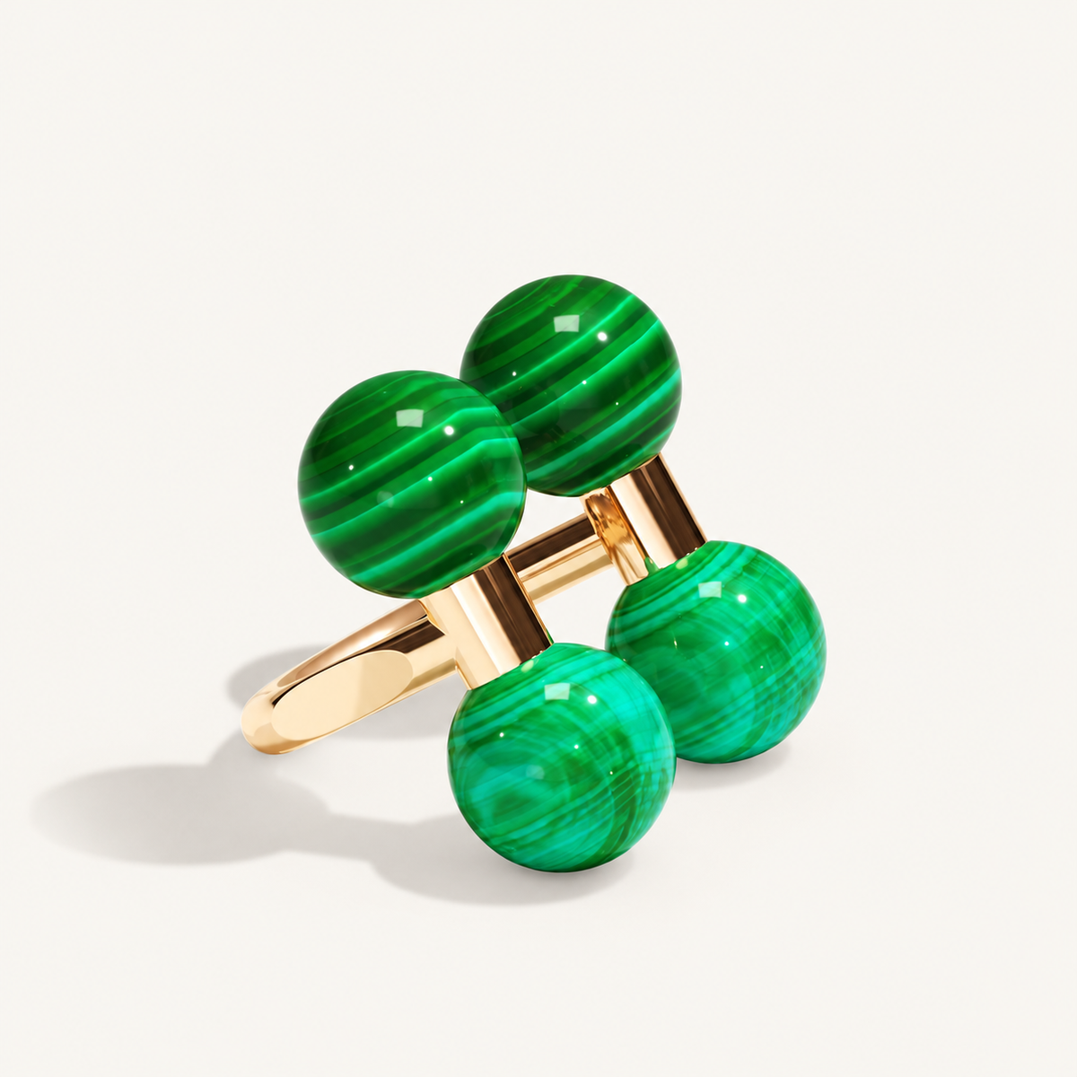 Barbelle Couple Ring – malachite – 18K rose gold