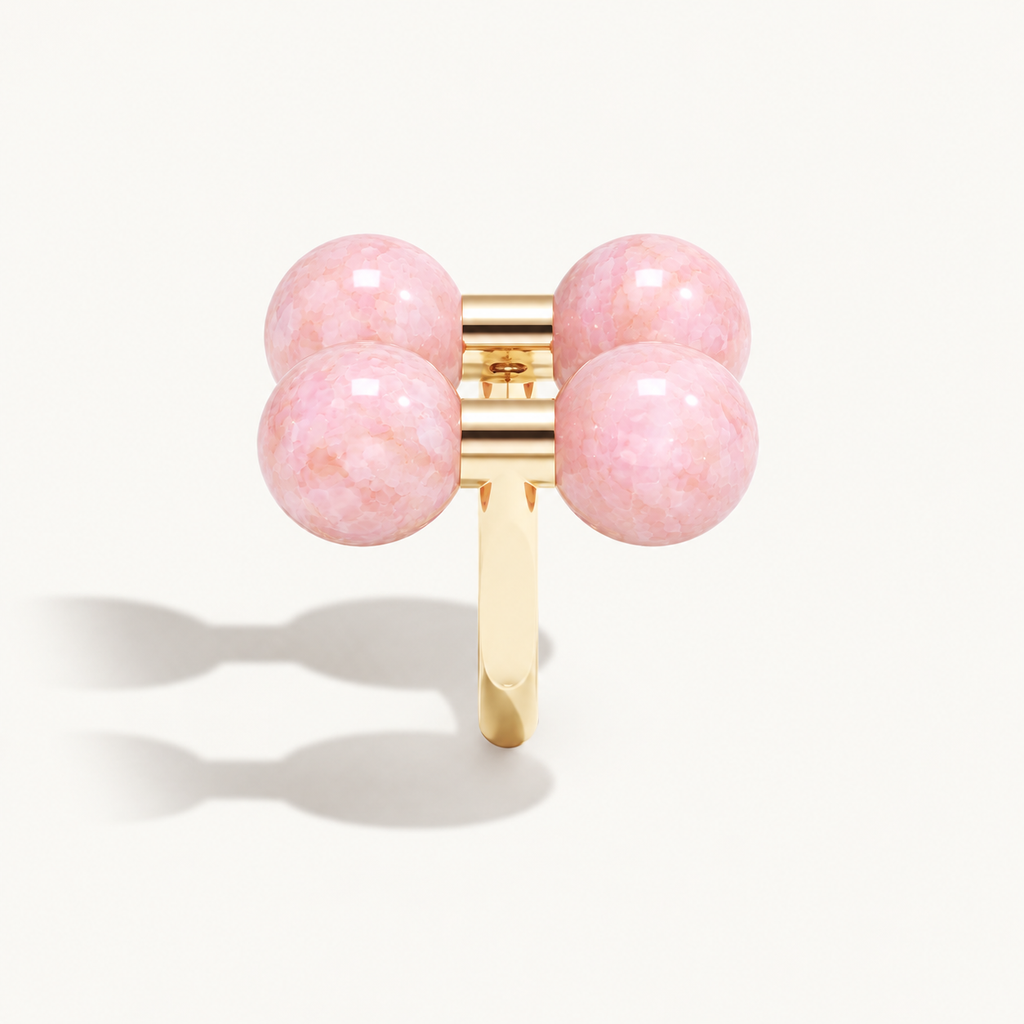 Barbelle Couple Ring – pink opal side – 18K rose gold