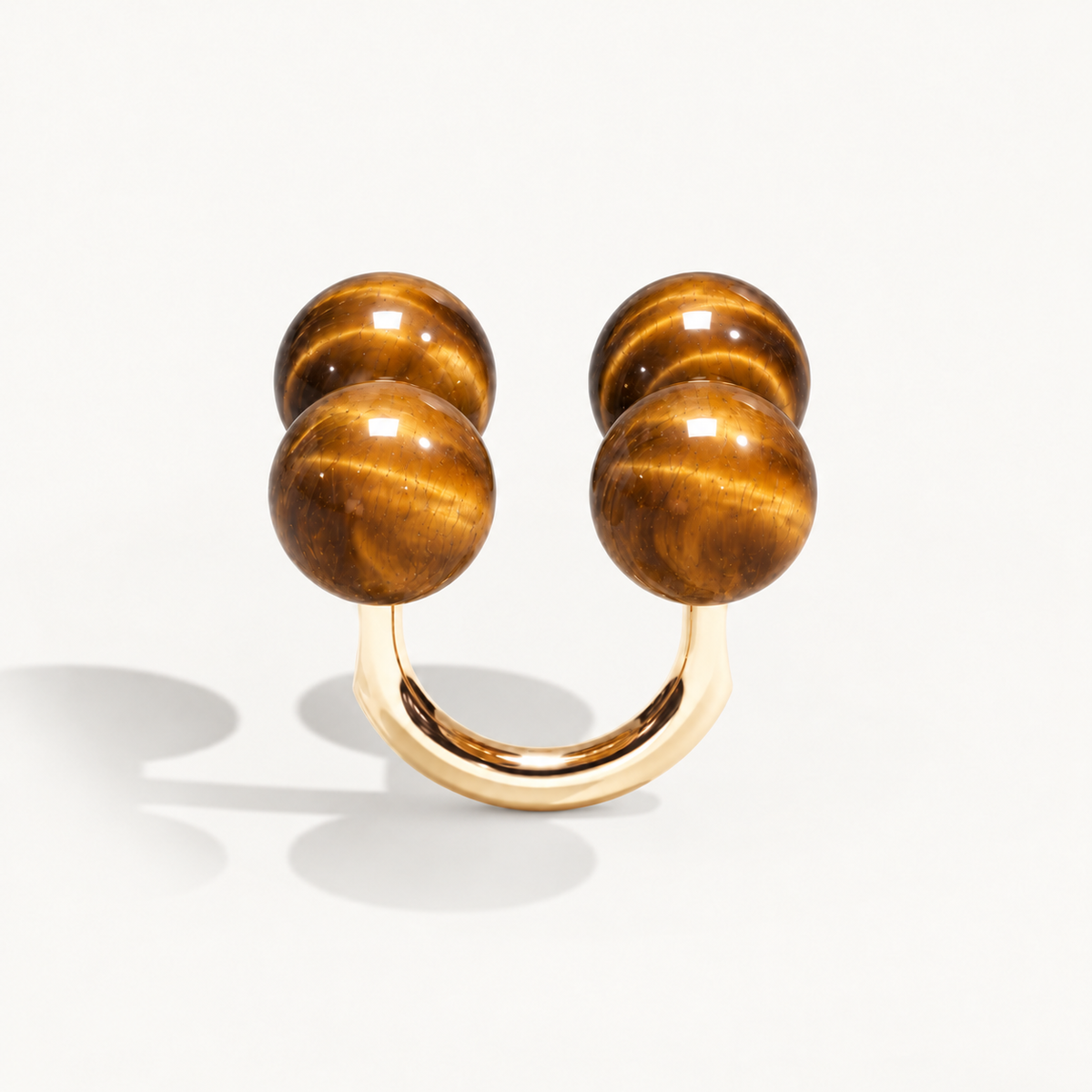 Barbelle Couple Ring – tiger eye back – 18K rose gold