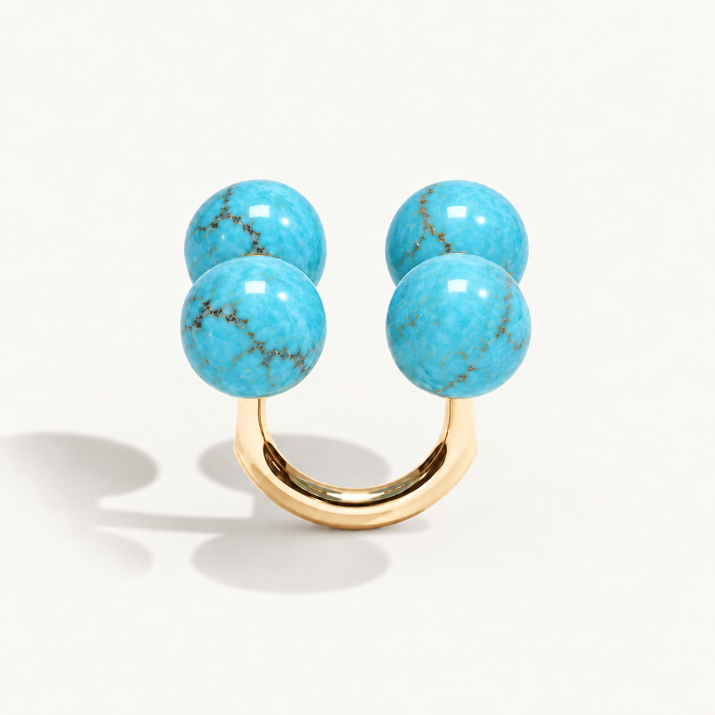 Barbelle Couple Ring – turquoise back – 18K rose gold