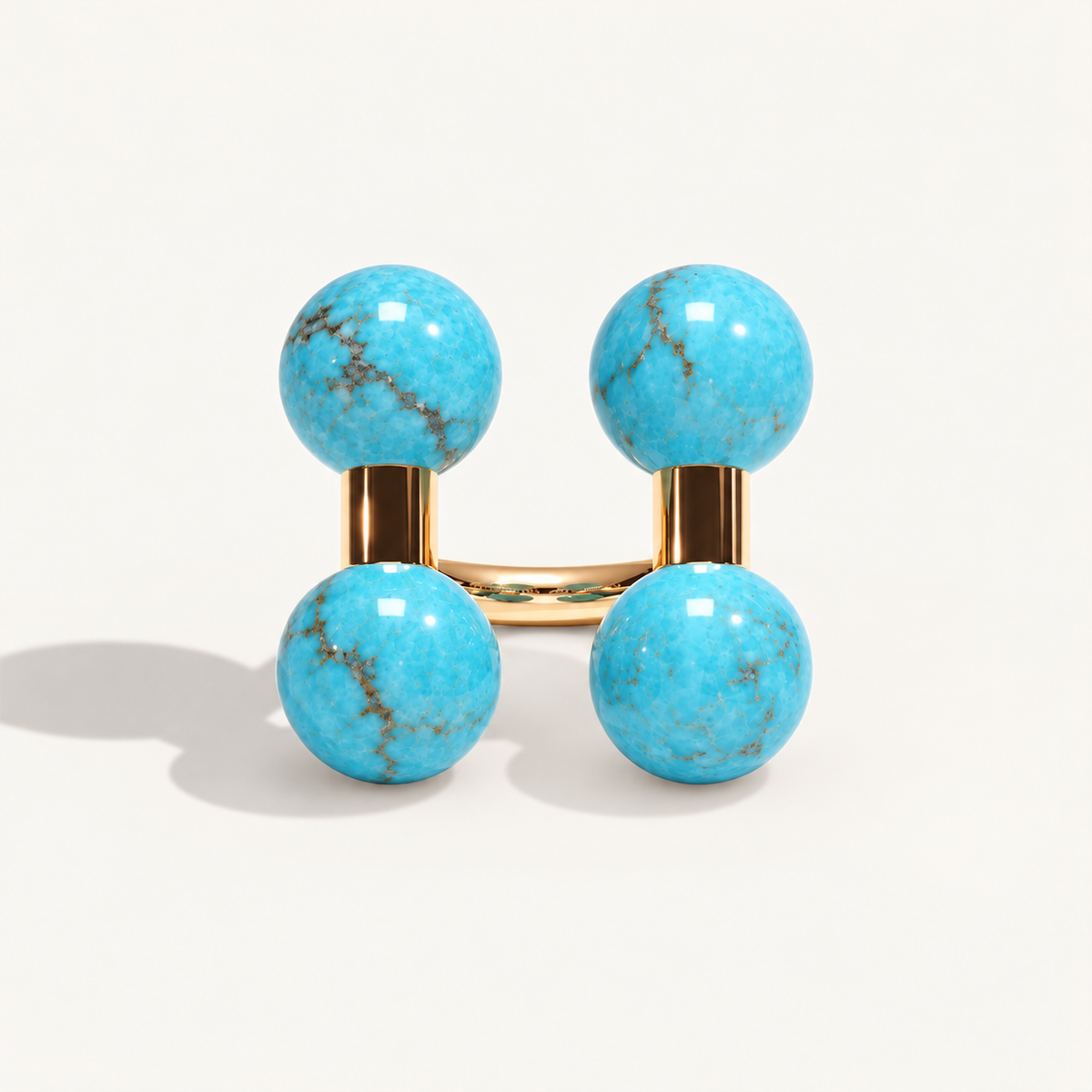Barbelle Couple Ring – turquoise front – 18K rose gold