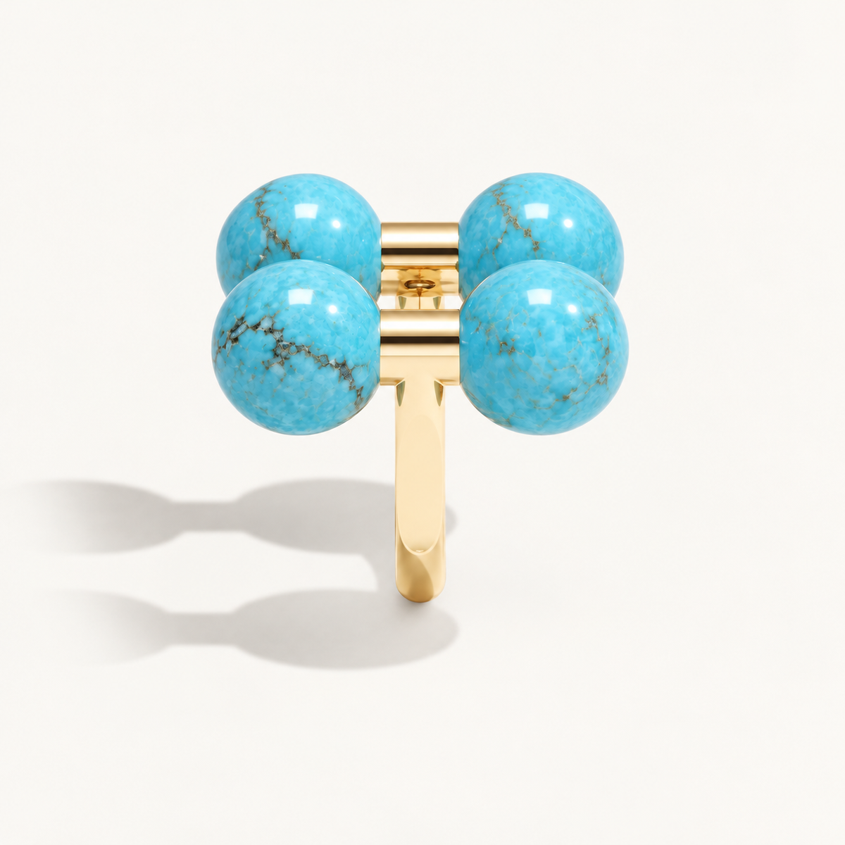 Barbelle Couple Ring – turquoise side – 18K rose gold