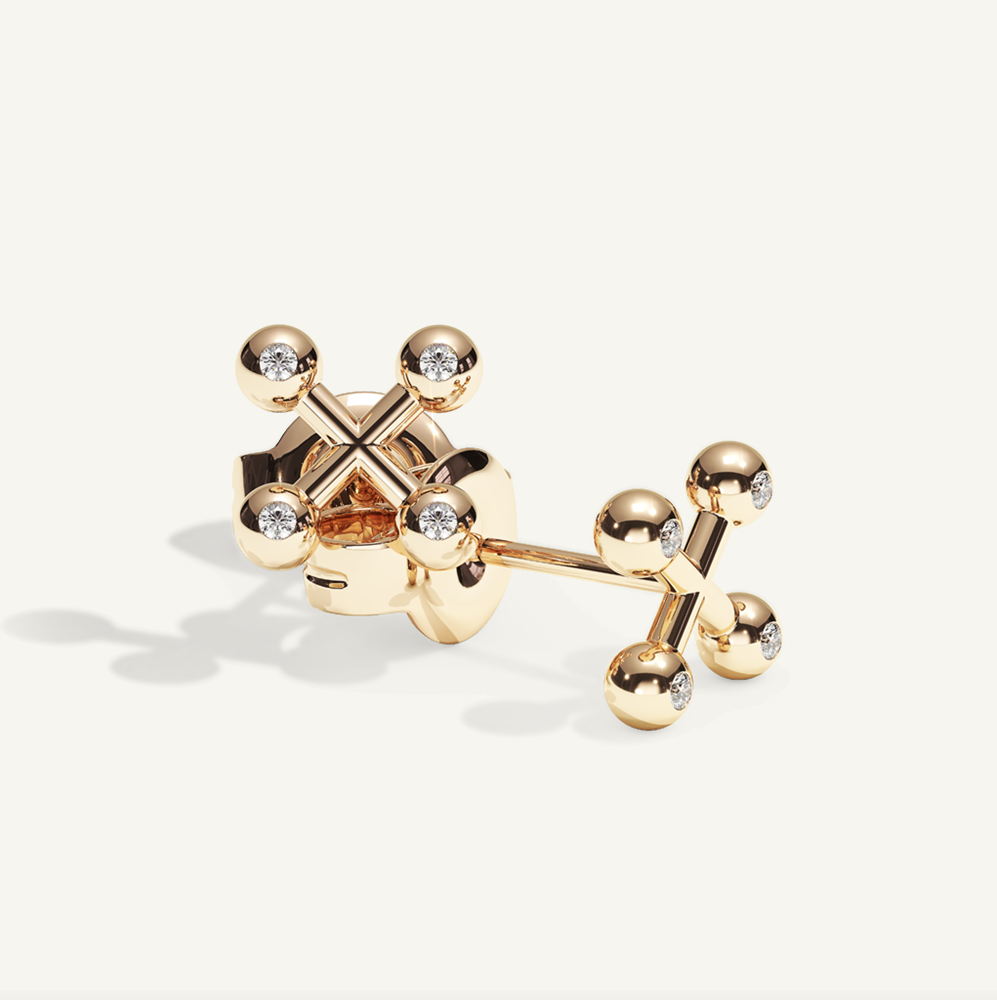 Barbelle Cross Stud – 18K Gold – view-2