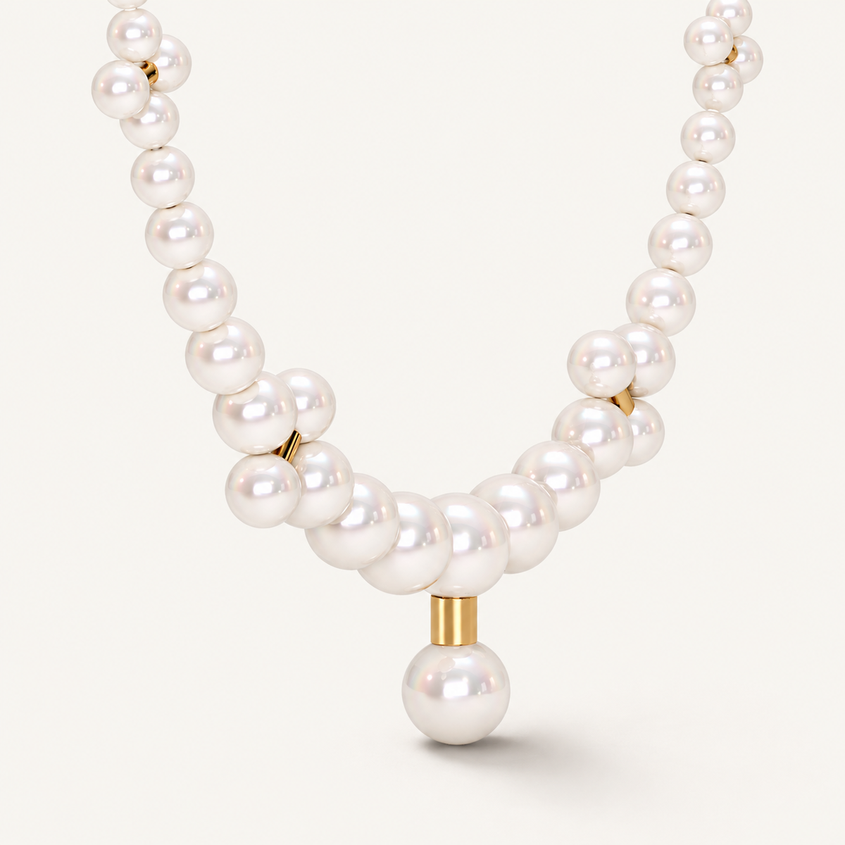 The Barbelle Pearl Necklace, detail view