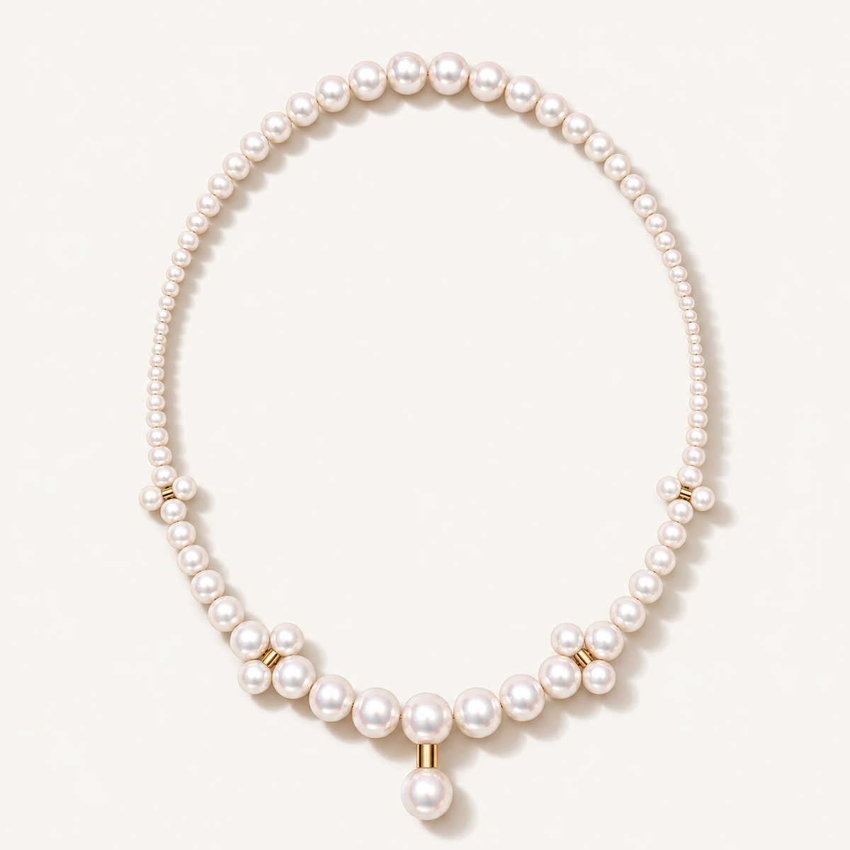 The Barbelle Pearl Necklace, front view
