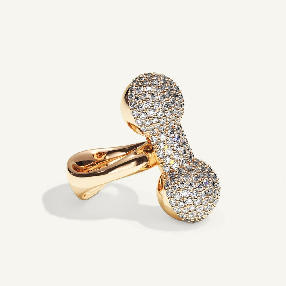Barbelle Ring One Pavé – rose gold – view 1