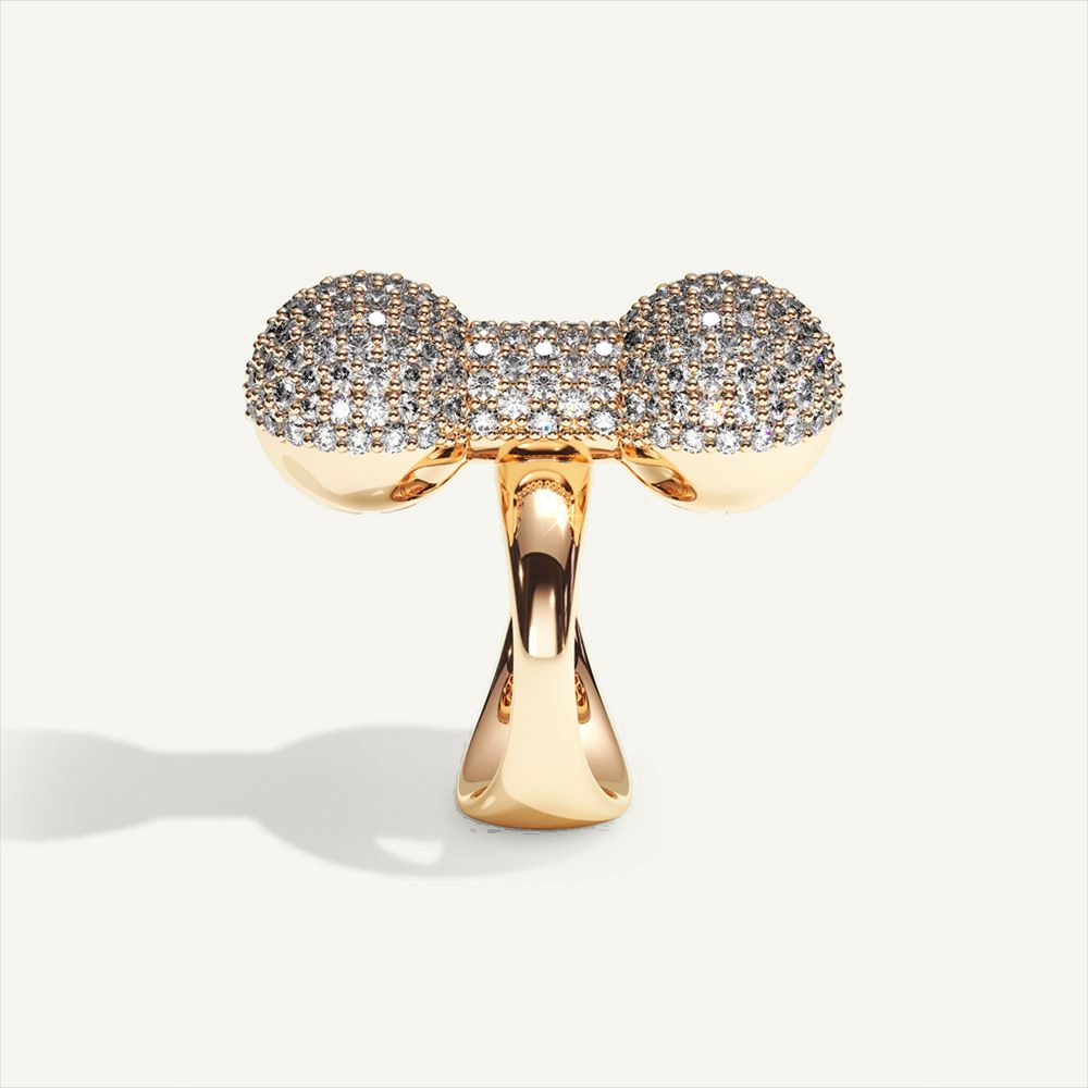 Barbelle Ring One Pavé – rose gold – view 3