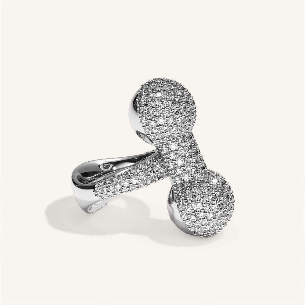 Barbelle Ring One Pavé – white gold – view 1