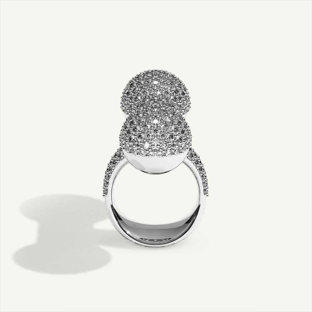 Barbelle Ring One Pavé – white gold – view 2