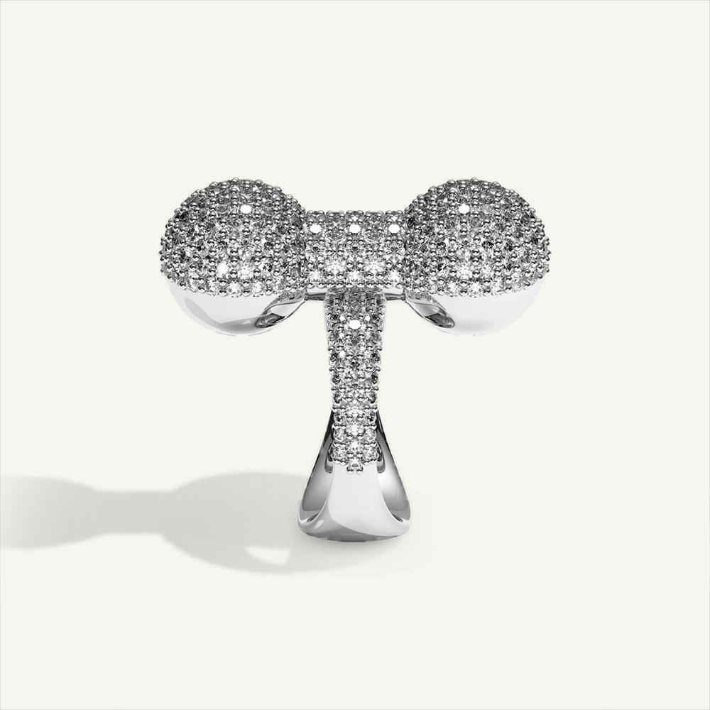 Barbelle Ring One Pavé – white gold – view 3