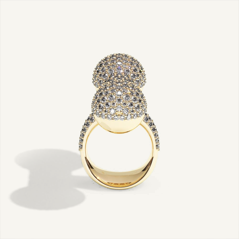 Barbelle Ring One Pavé – yellow gold – view 2