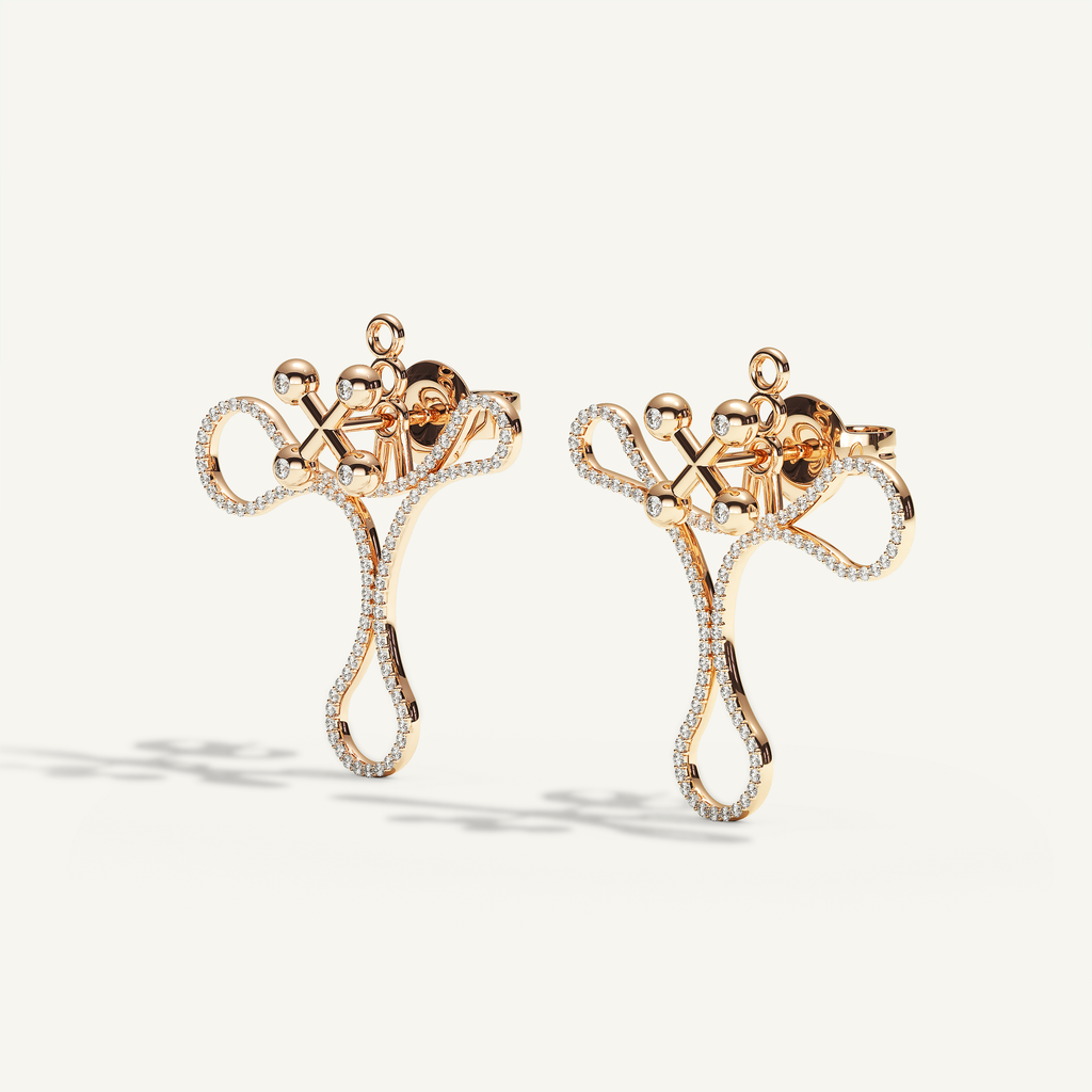 Barbelle Tangle Diamond Ear Pendant in 18K rose gold, side view