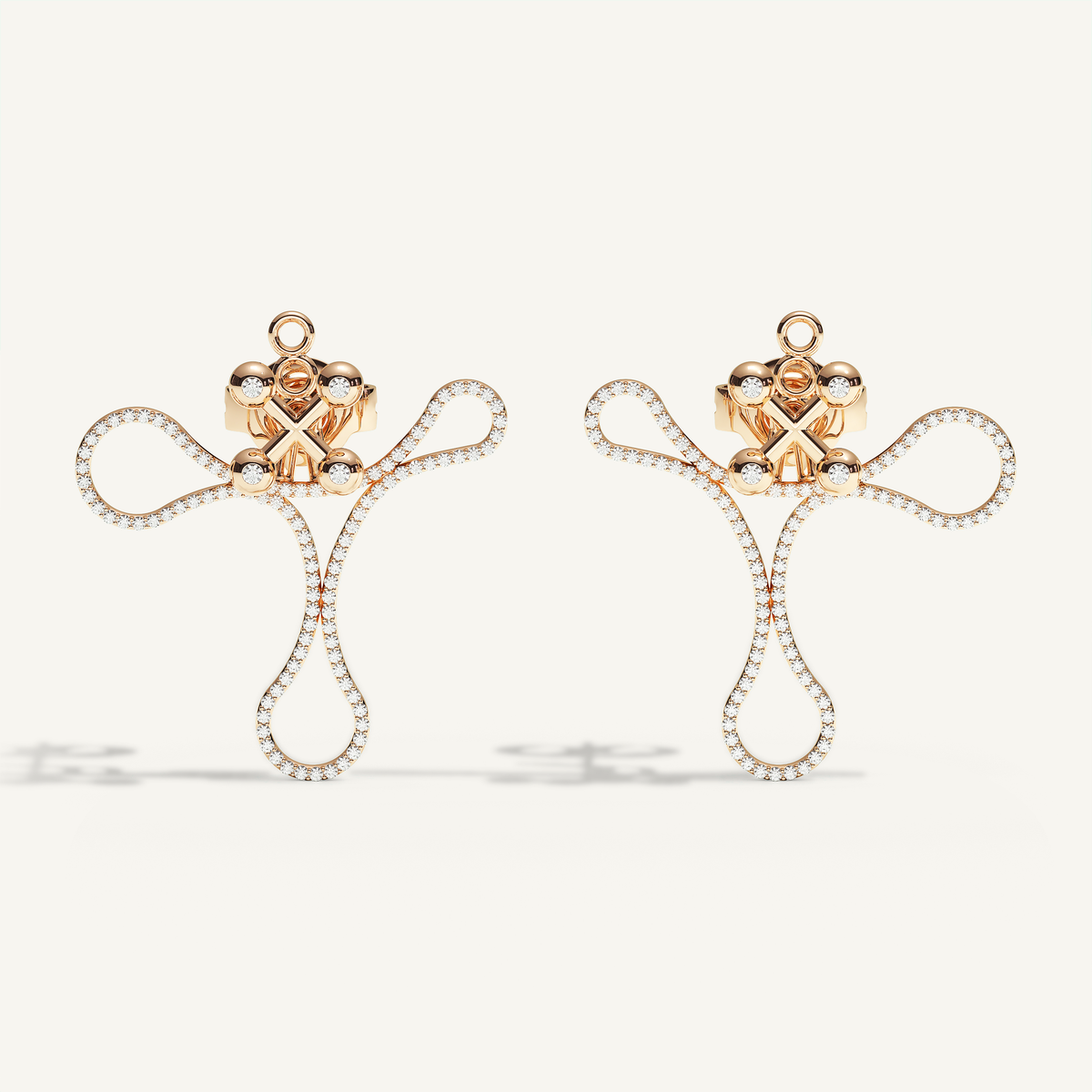 Barbelle Tangle Diamond Ear Pendant in 18K rose gold, front view