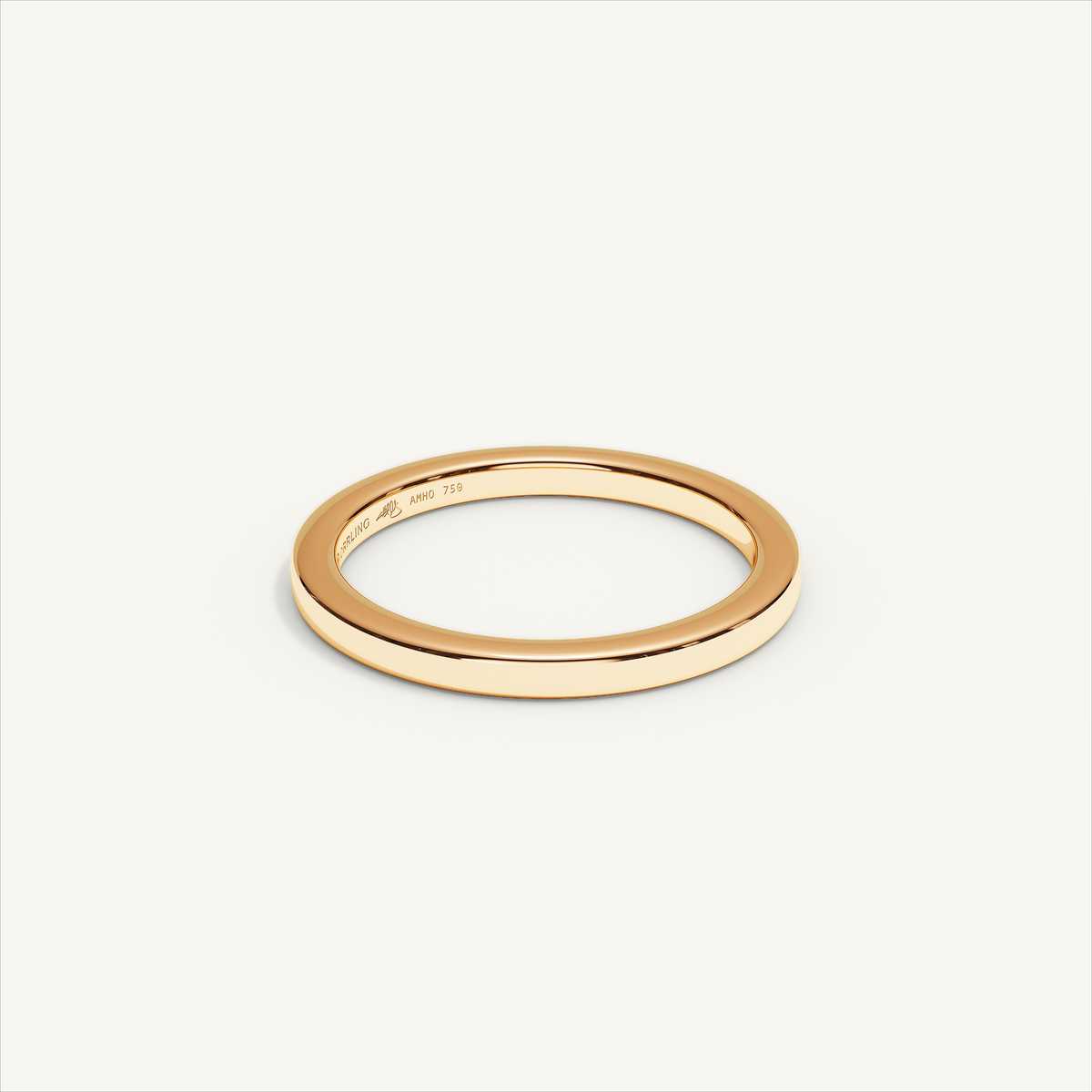 BASTION 2 mm — 18K rose gold plain wedding band, product view 1