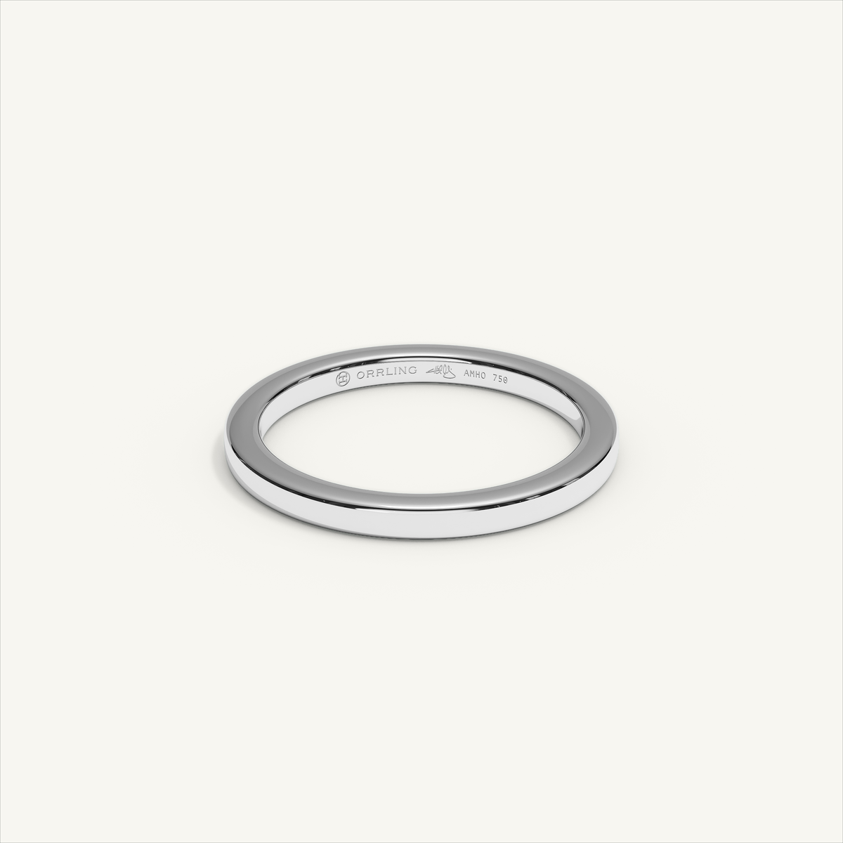 BASTION 2 mm — 18K white gold plain wedding band, product view 0