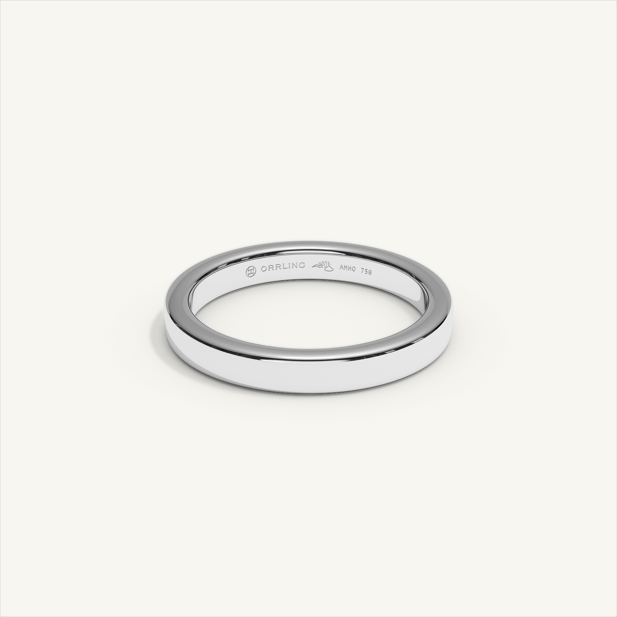 BASTION 3 mm Wedding Band in 18K White Gold – view 1