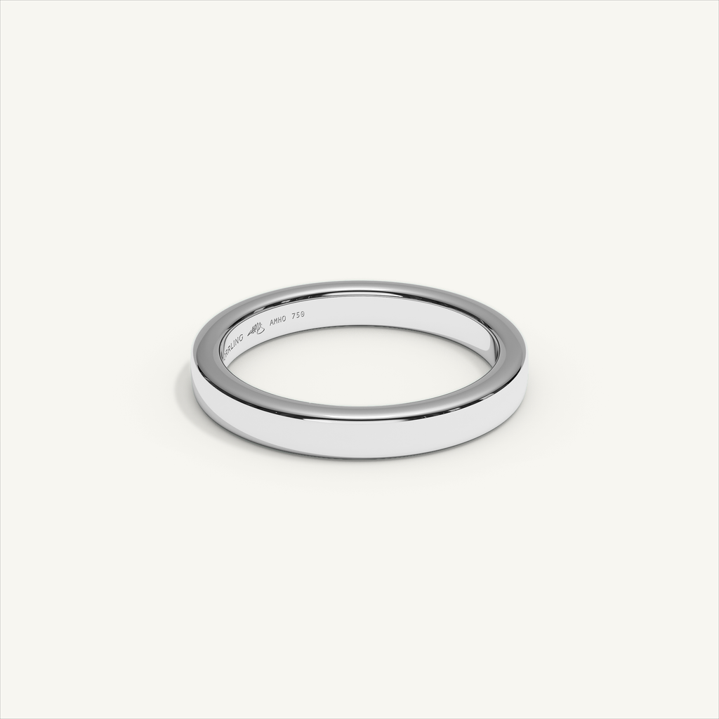 BASTION 3 mm Wedding Band in 18K White Gold – view 2