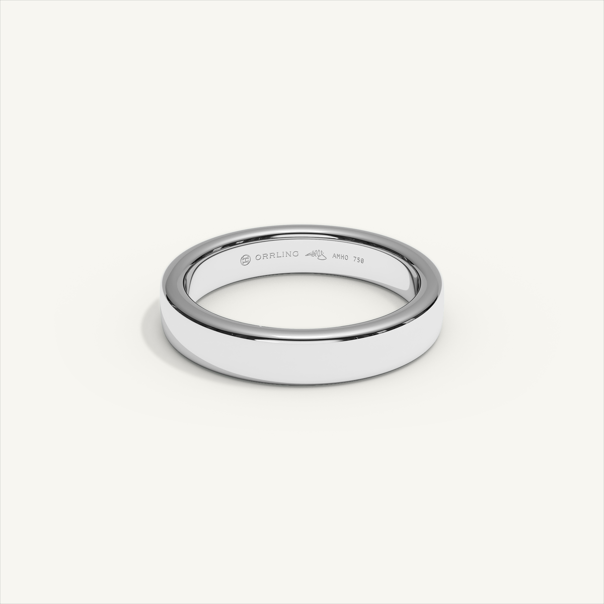 BASTION 4 mm — 18K white gold plain wedding band, product view 0