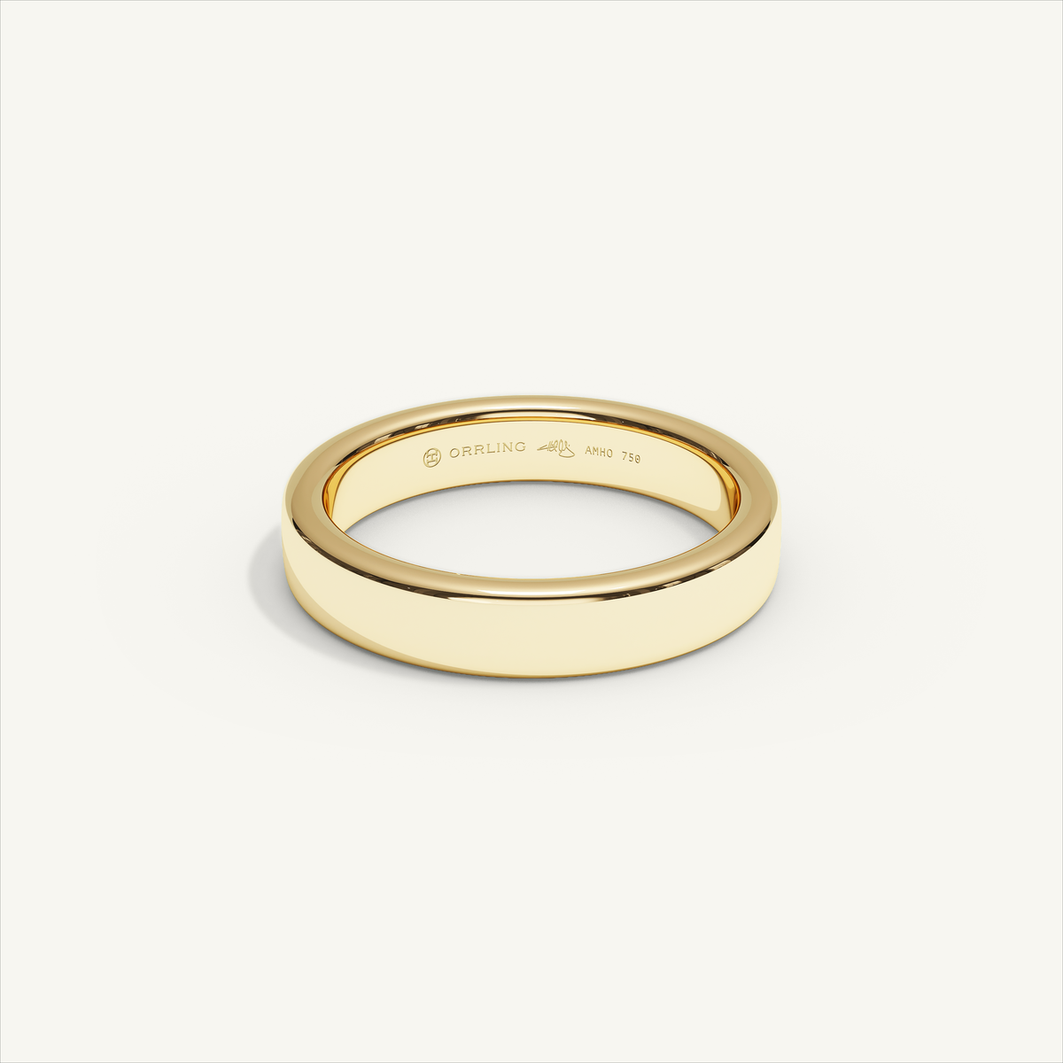 BASTION 4 mm — 18K yellow gold plain wedding band, product view 0