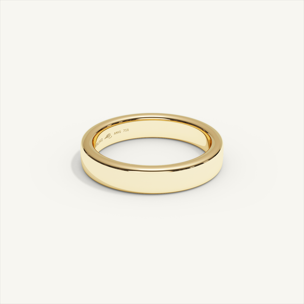 BASTION 4 mm — 18K yellow gold plain wedding band, product view 1