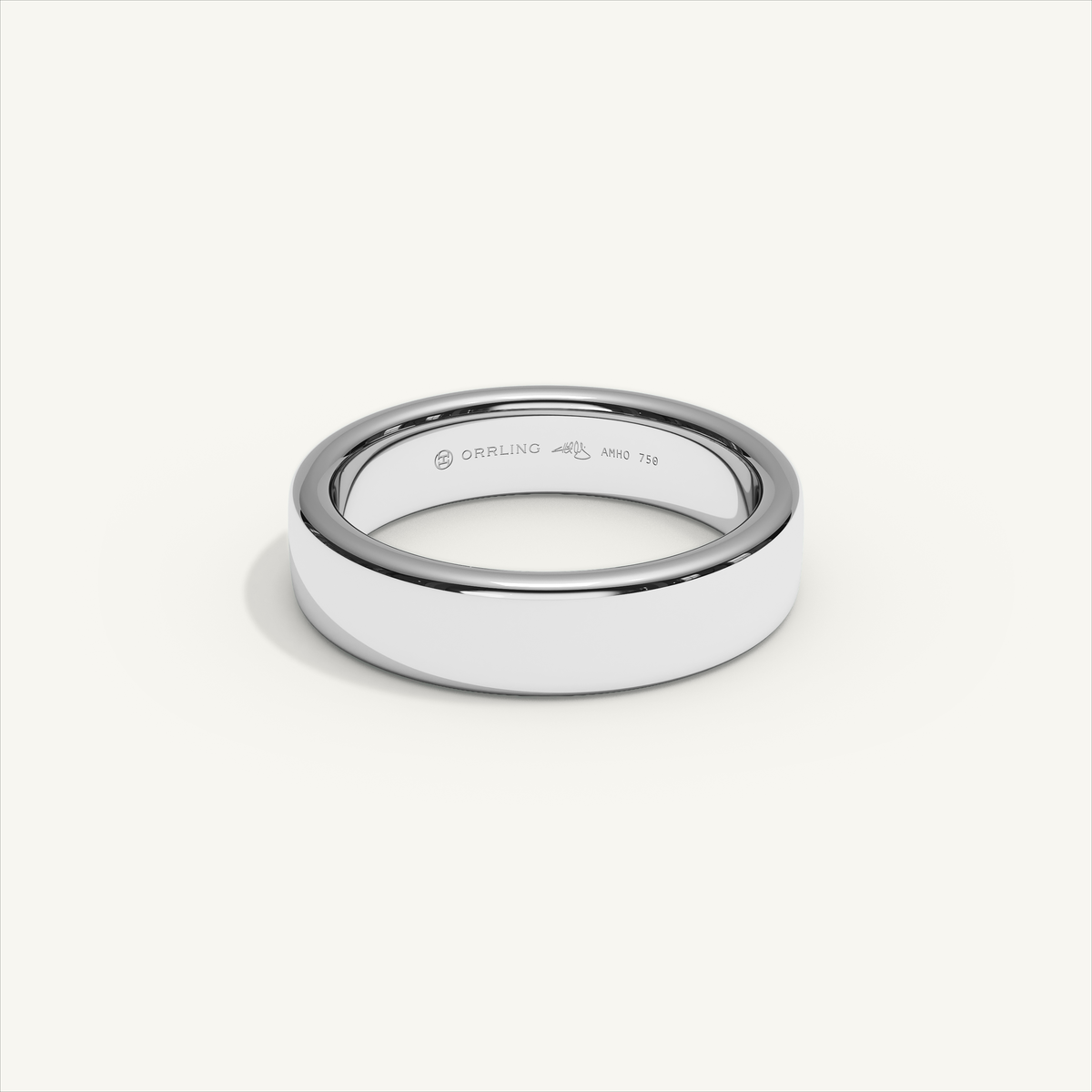 BASTION 5 mm — 18K white gold plain wedding band, product view 0