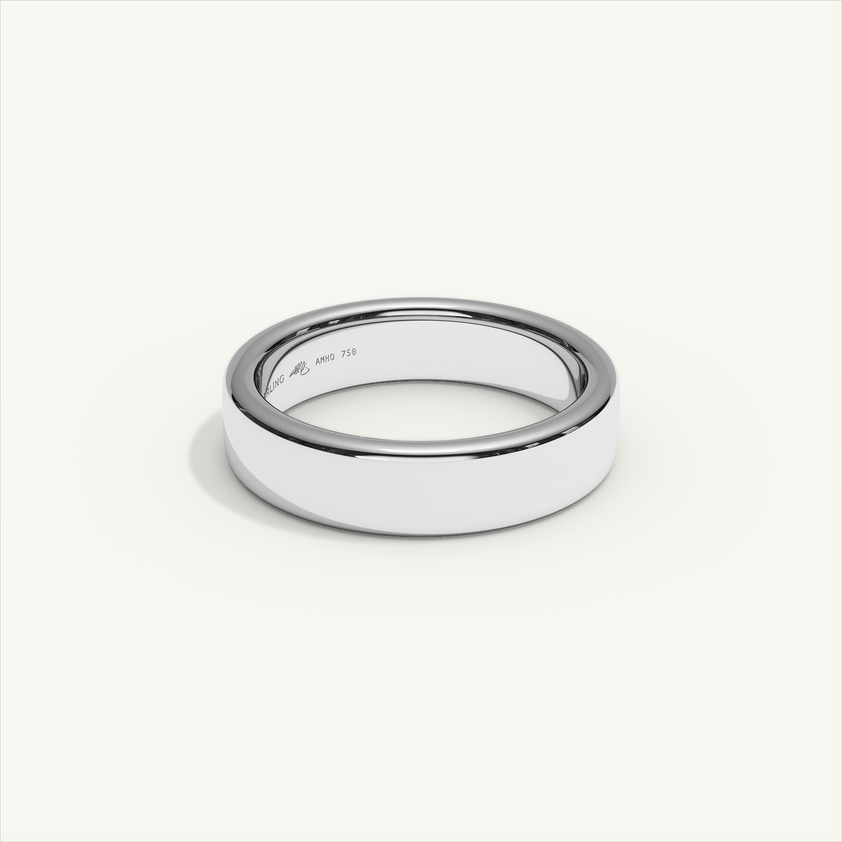 BASTION 5 mm — 18K white gold plain wedding band, product view 1