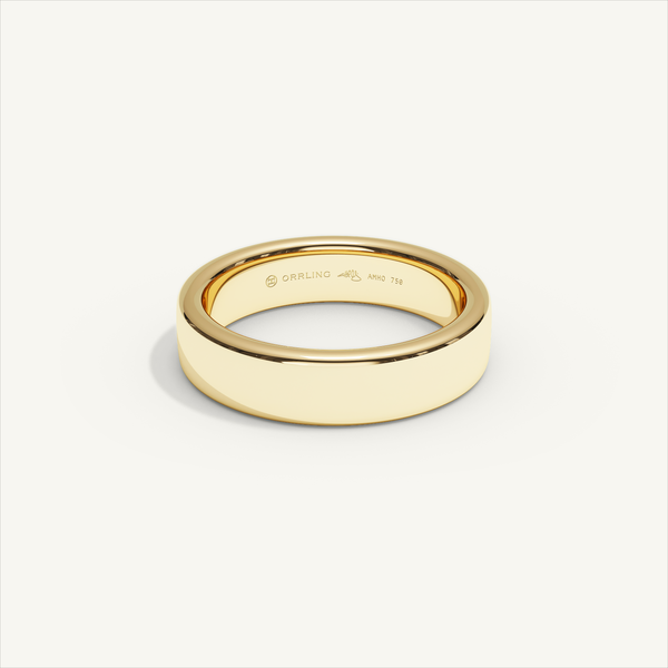 BASTION 5 mm — 18K yellow gold plain wedding band, product view 0