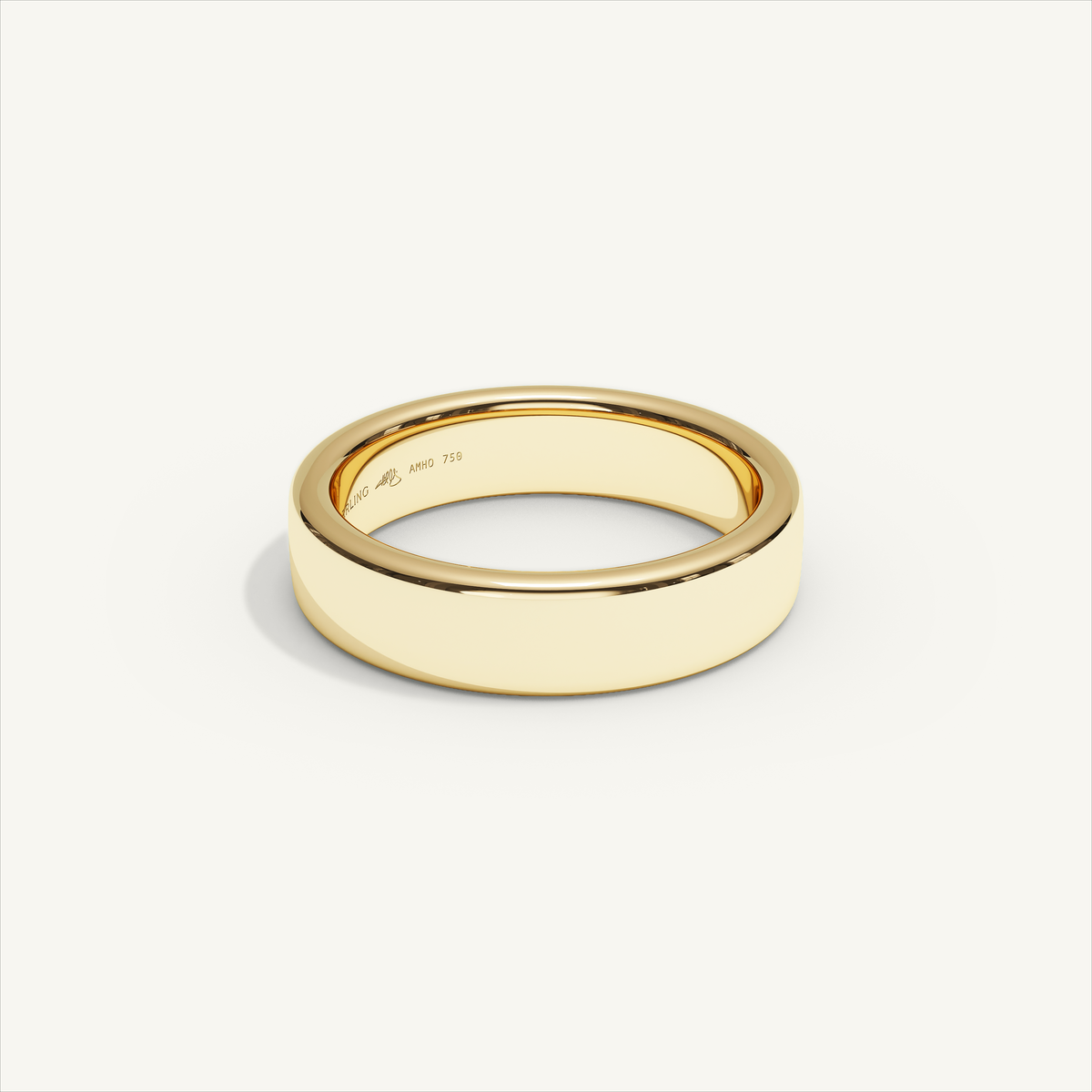 BASTION 5 mm — 18K yellow gold plain wedding band, product view 1