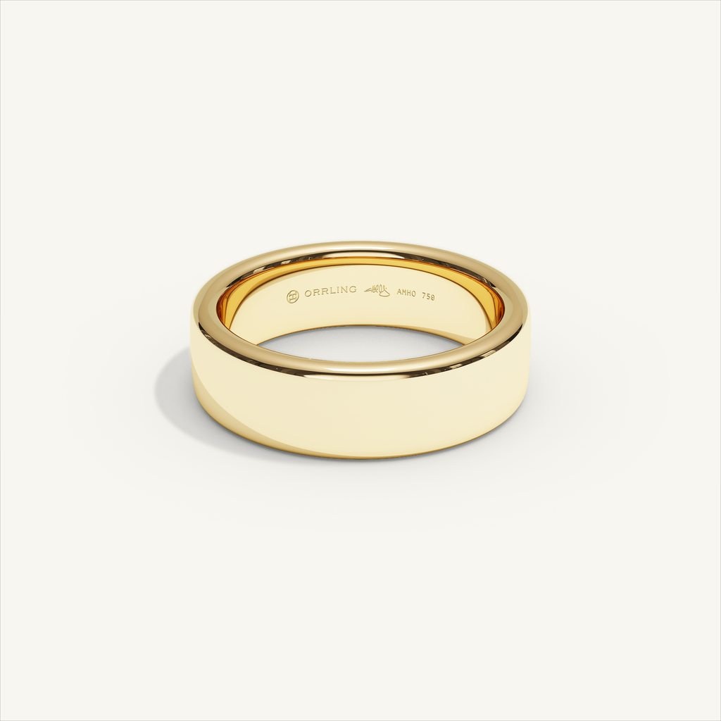 BASTION 6 mm — 18K yellow gold plain wedding band, product view 0